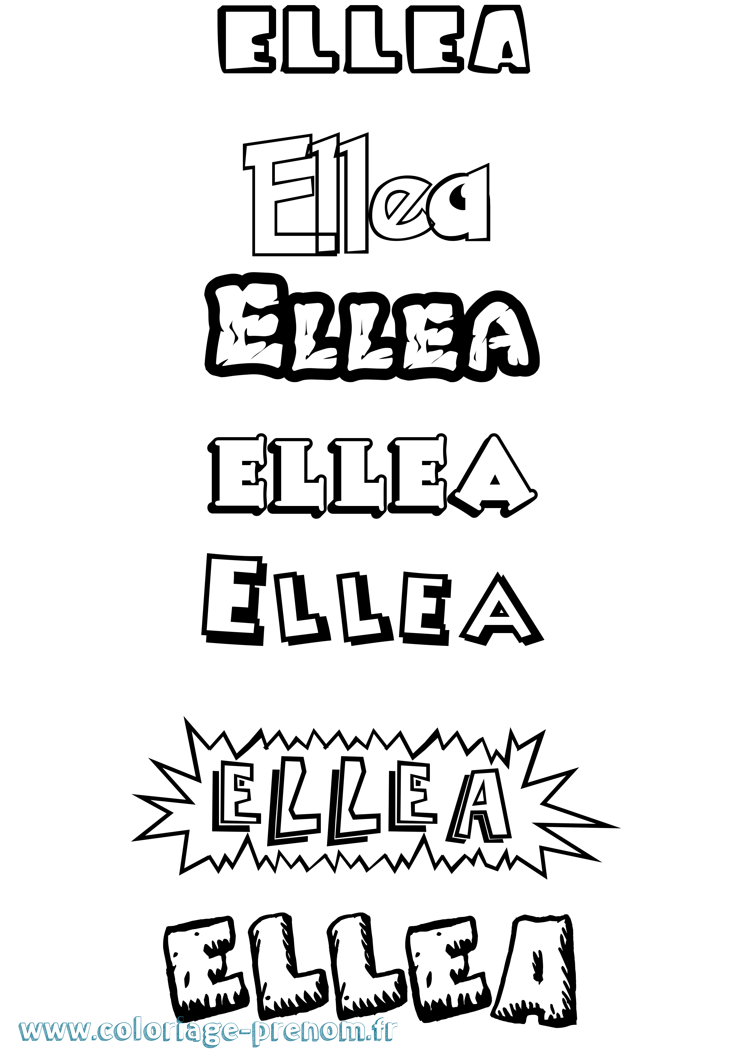 Coloriage Ellea Dessin Animé Coloriage prénom Ellea Dessin Animé