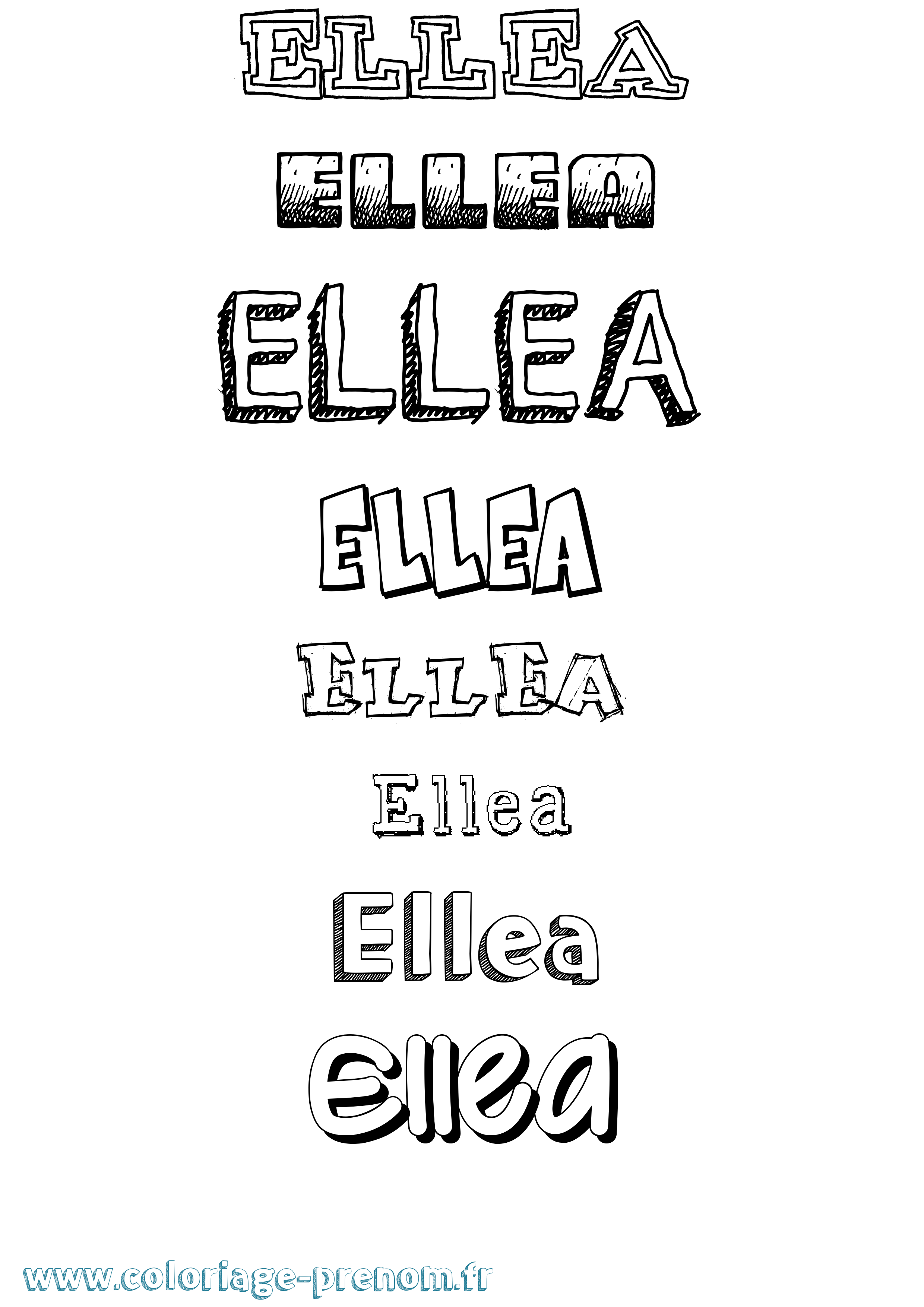 Coloriage Ellea Dessiné Coloriage prénom Ellea Dessiné