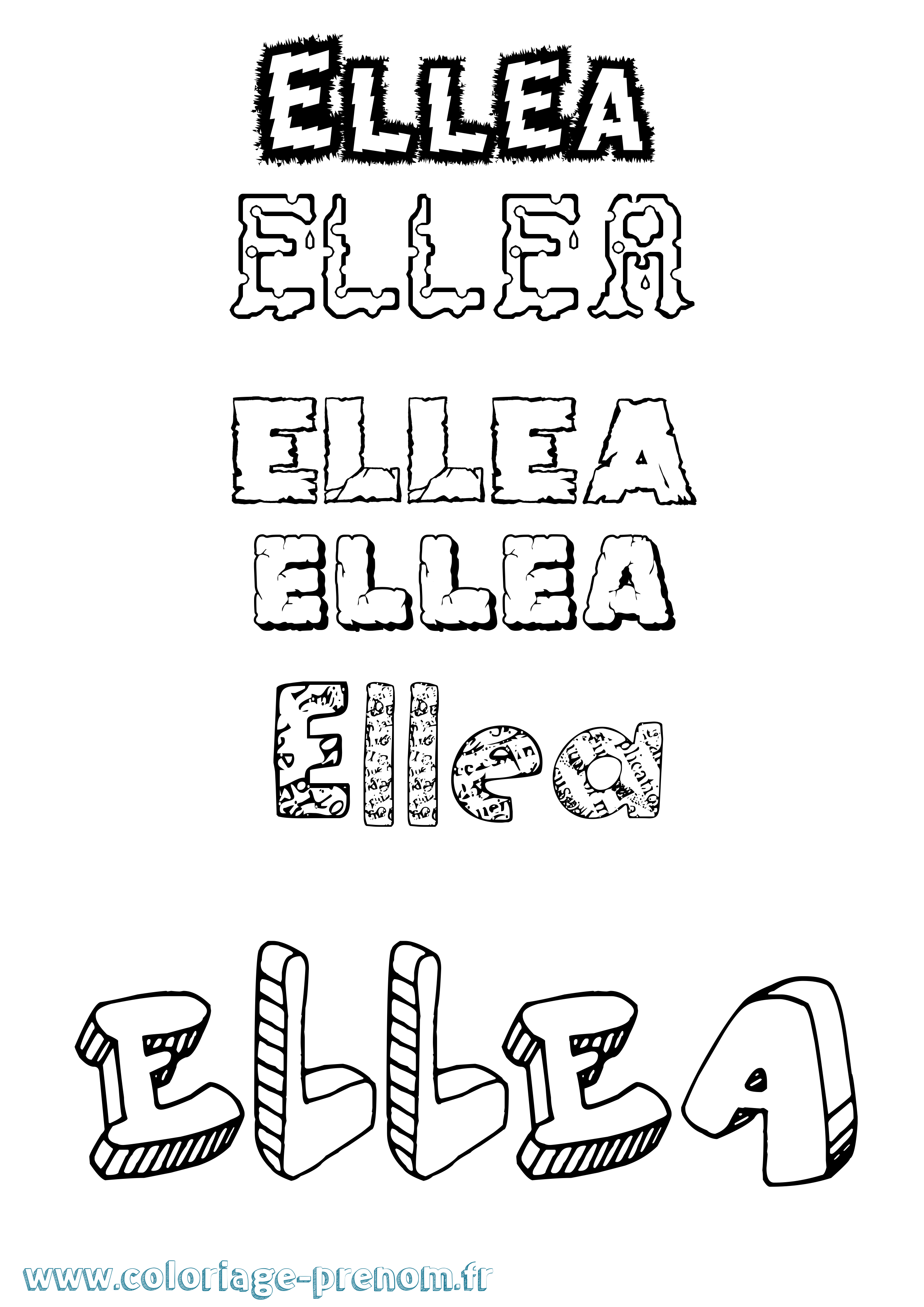 Coloriage Ellea Destructuré Coloriage prénom Ellea Destructuré