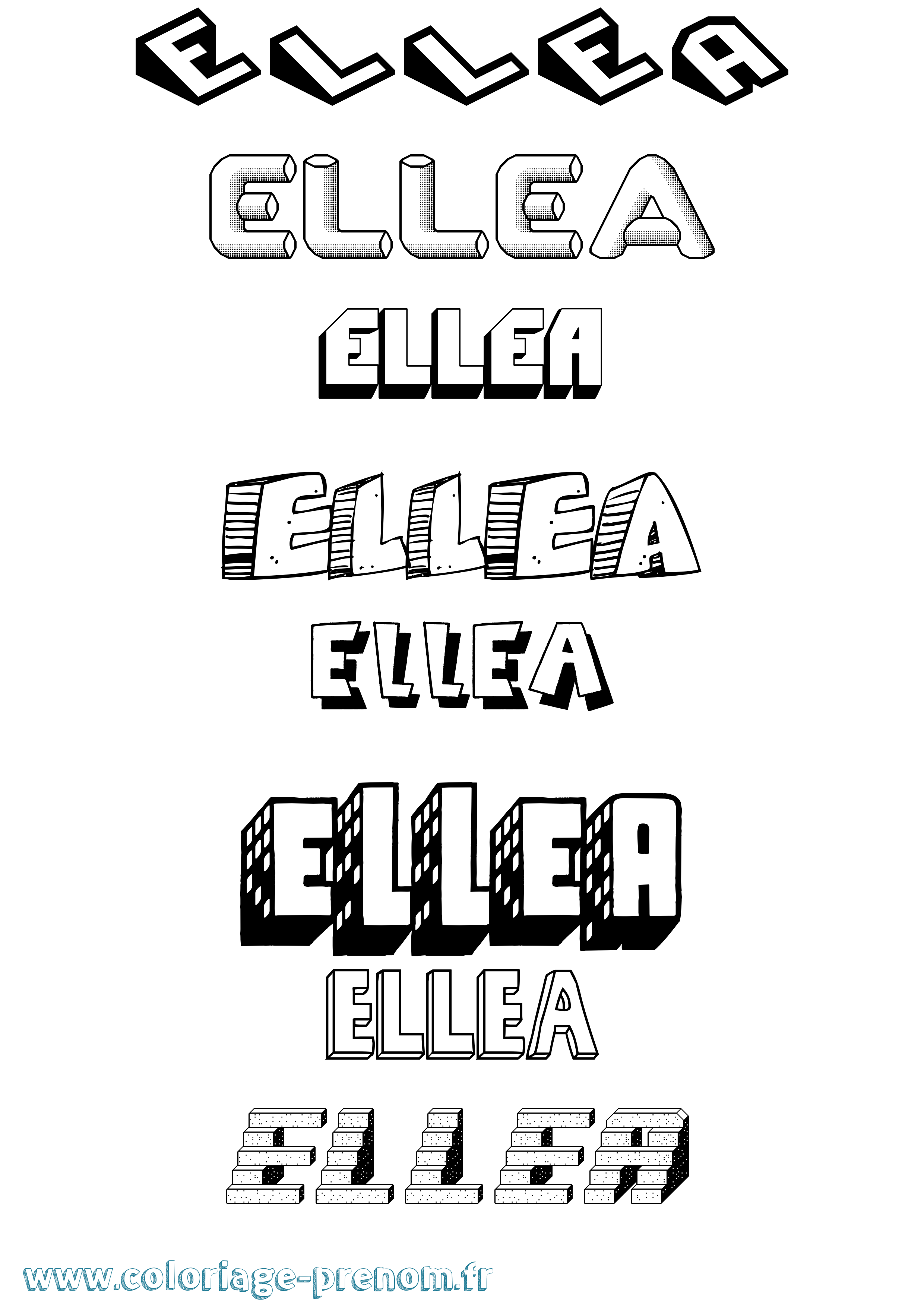 Coloriage Ellea Effet 3D Coloriage prénom Ellea Effet 3D