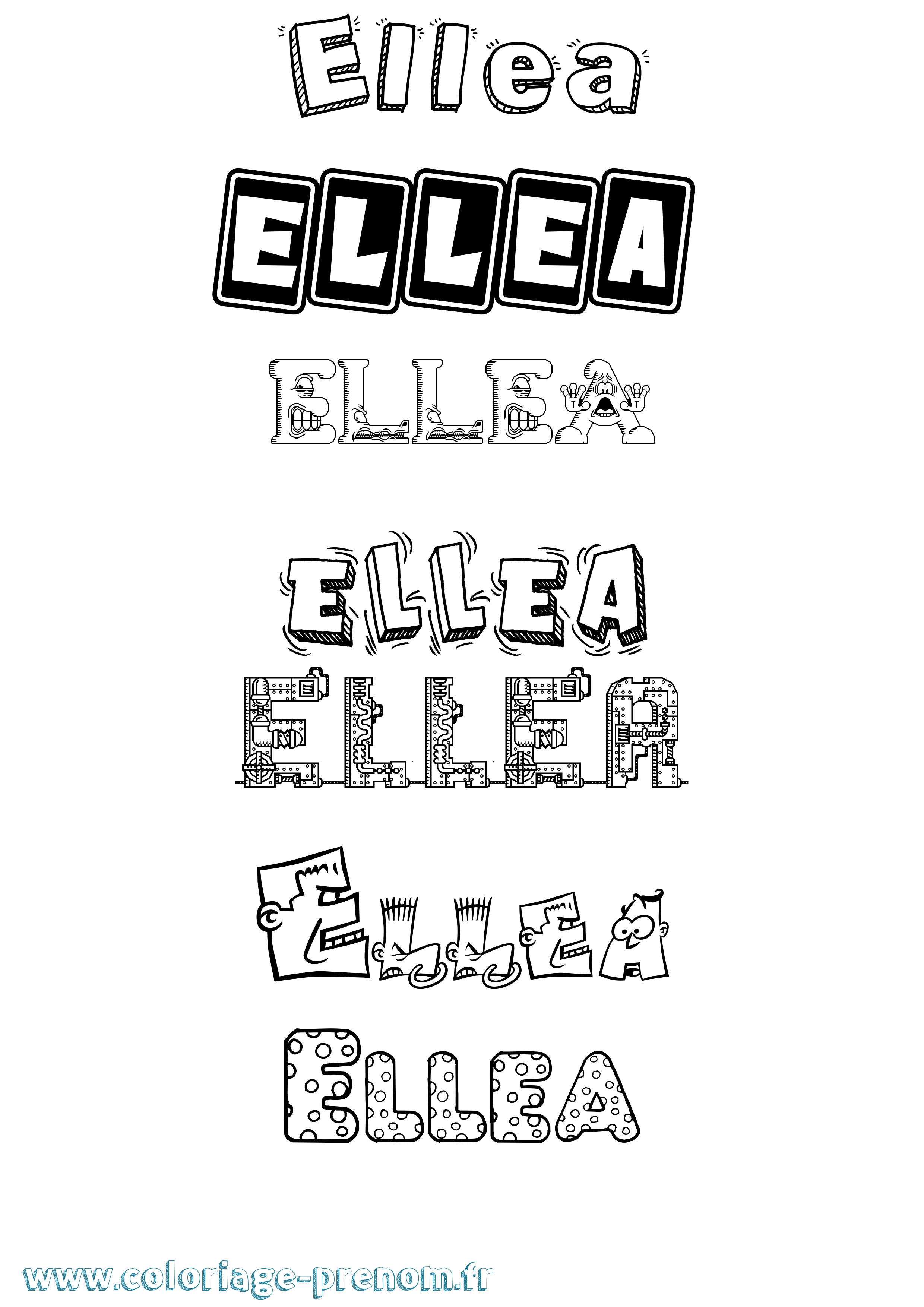 Coloriage Ellea Fun Coloriage prénom Ellea Fun