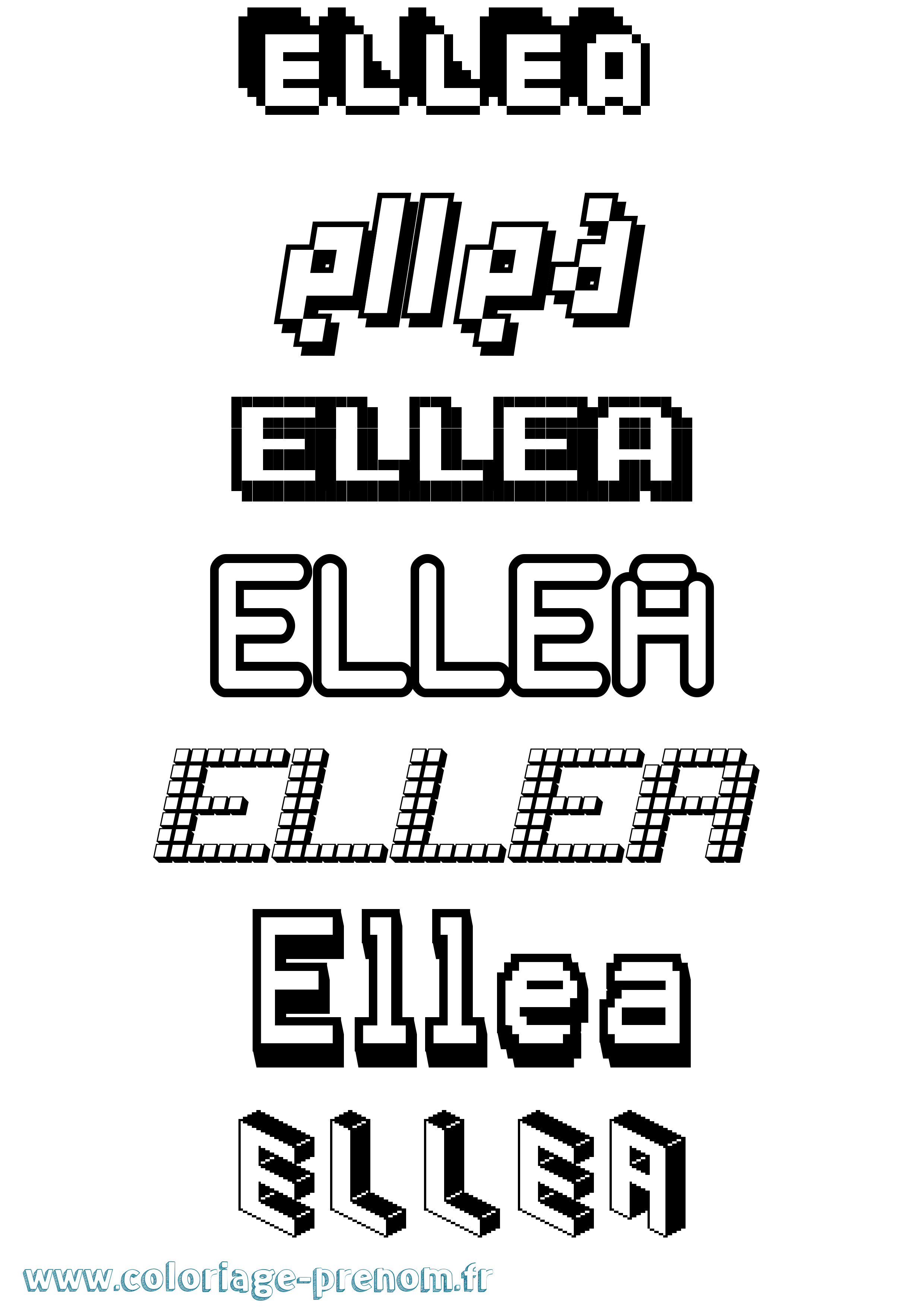 Coloriage Ellea Pixel Coloriage prénom Ellea Pixel