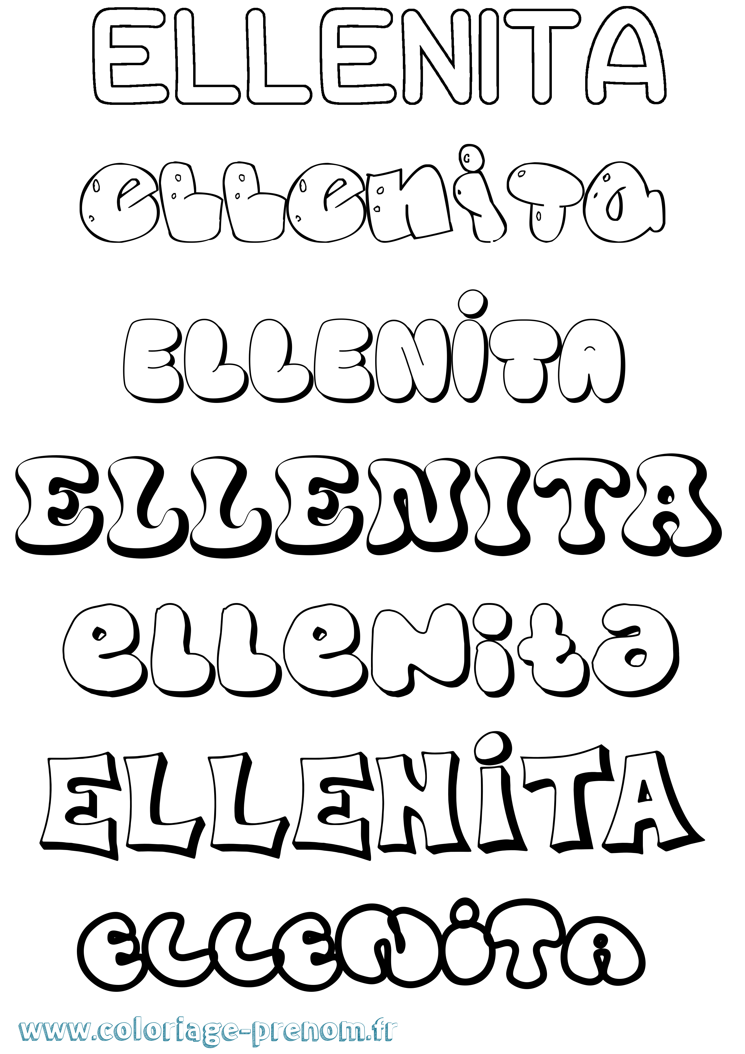 Coloriage Ellenita Bubble Coloriage prénom Ellenita Bubble