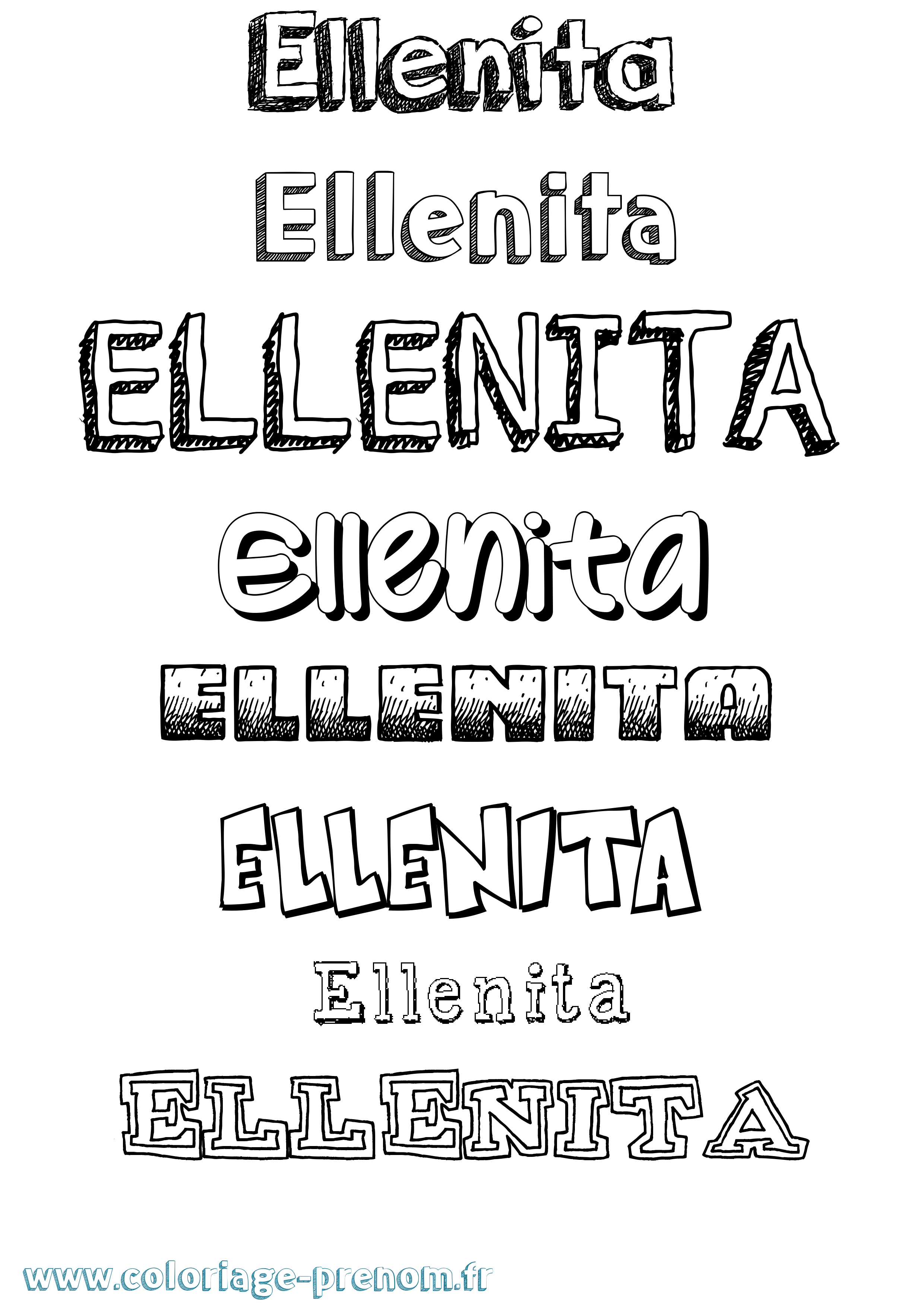 Coloriage Ellenita Dessiné Coloriage prénom Ellenita Dessiné