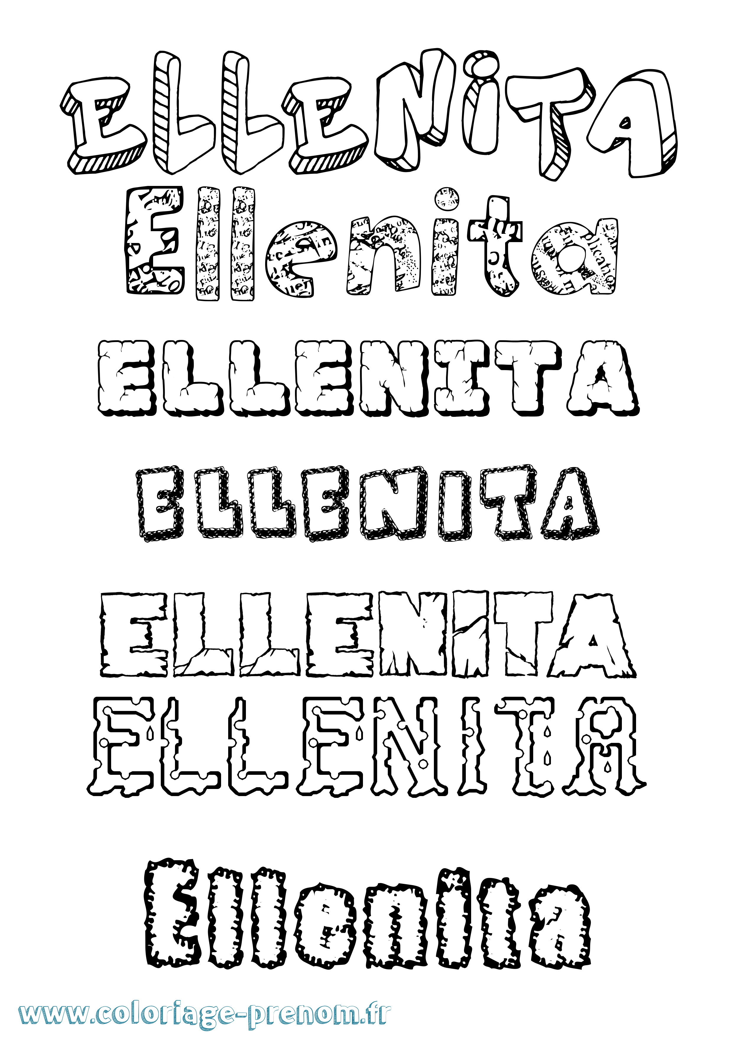 Coloriage Ellenita Destructuré Coloriage prénom Ellenita Destructuré