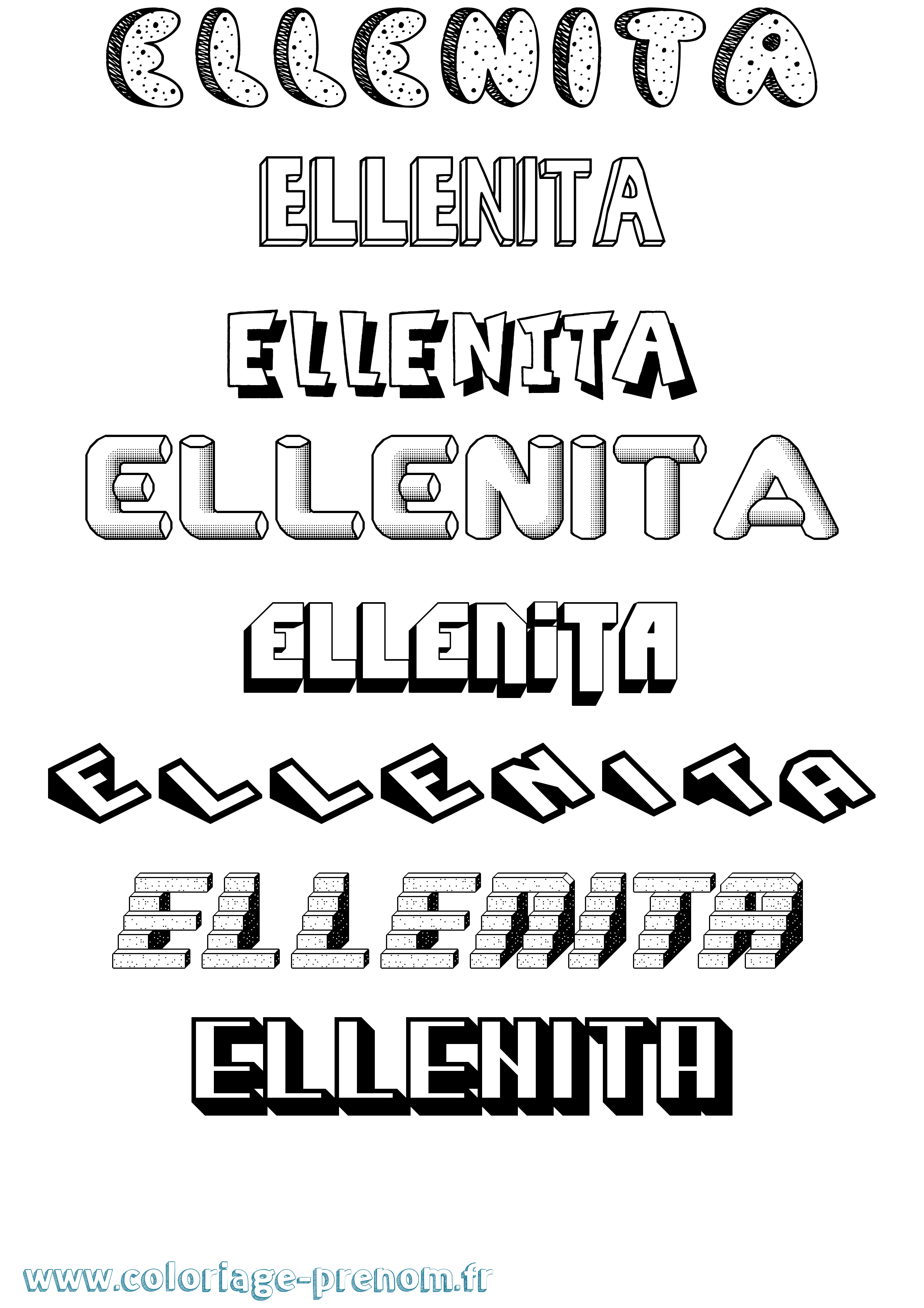 Coloriage Ellenita Effet 3D Coloriage prénom Ellenita Effet 3D