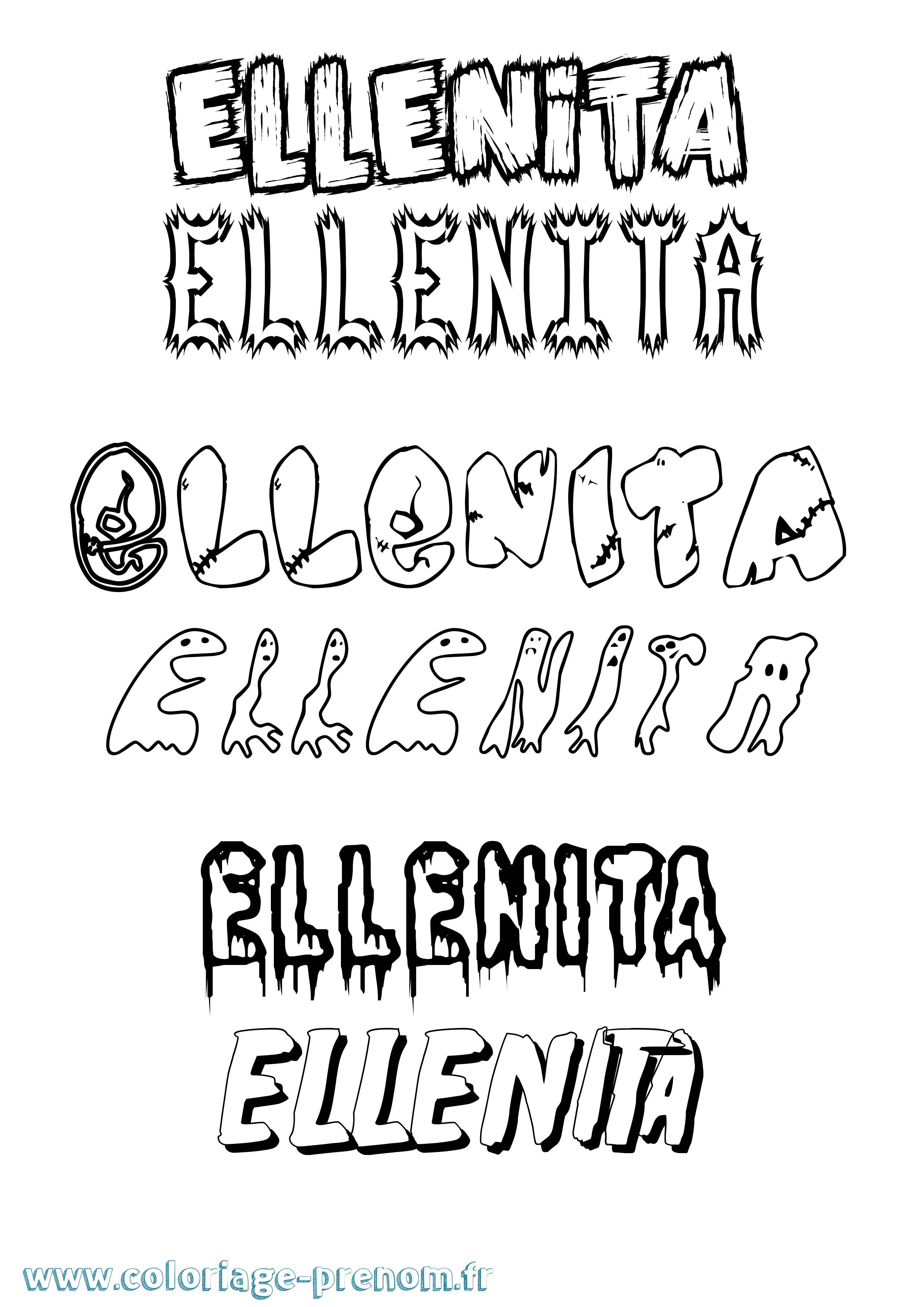 Coloriage Ellenita Frisson Coloriage prénom Ellenita Frisson