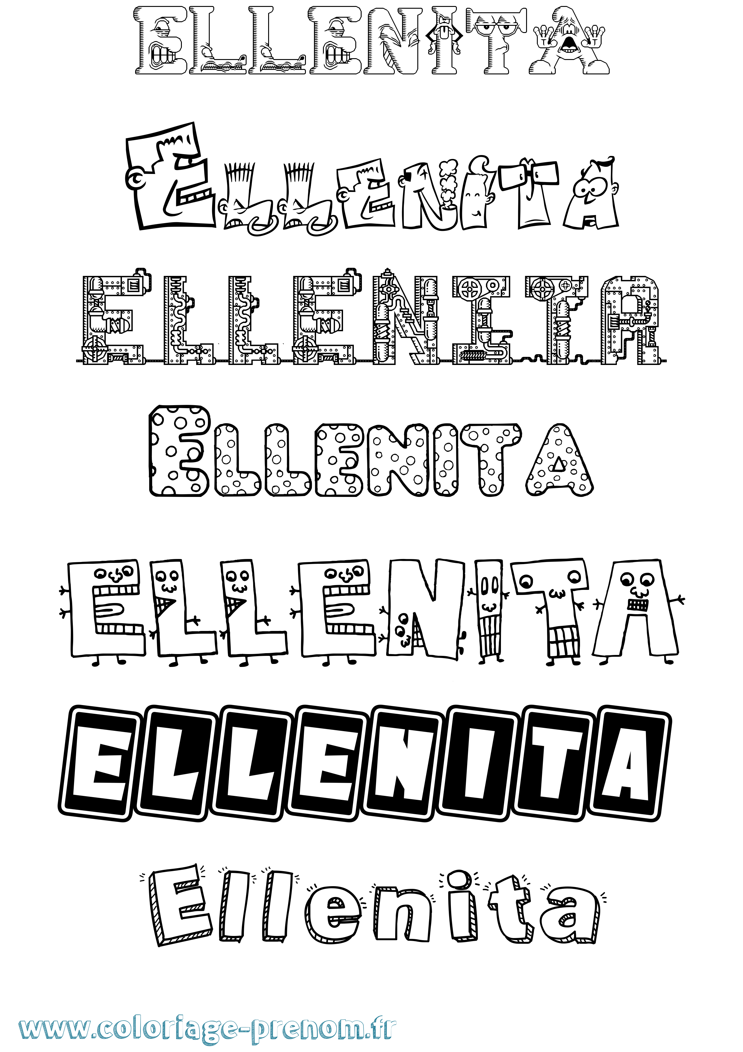 Coloriage Ellenita Fun Coloriage prénom Ellenita Fun