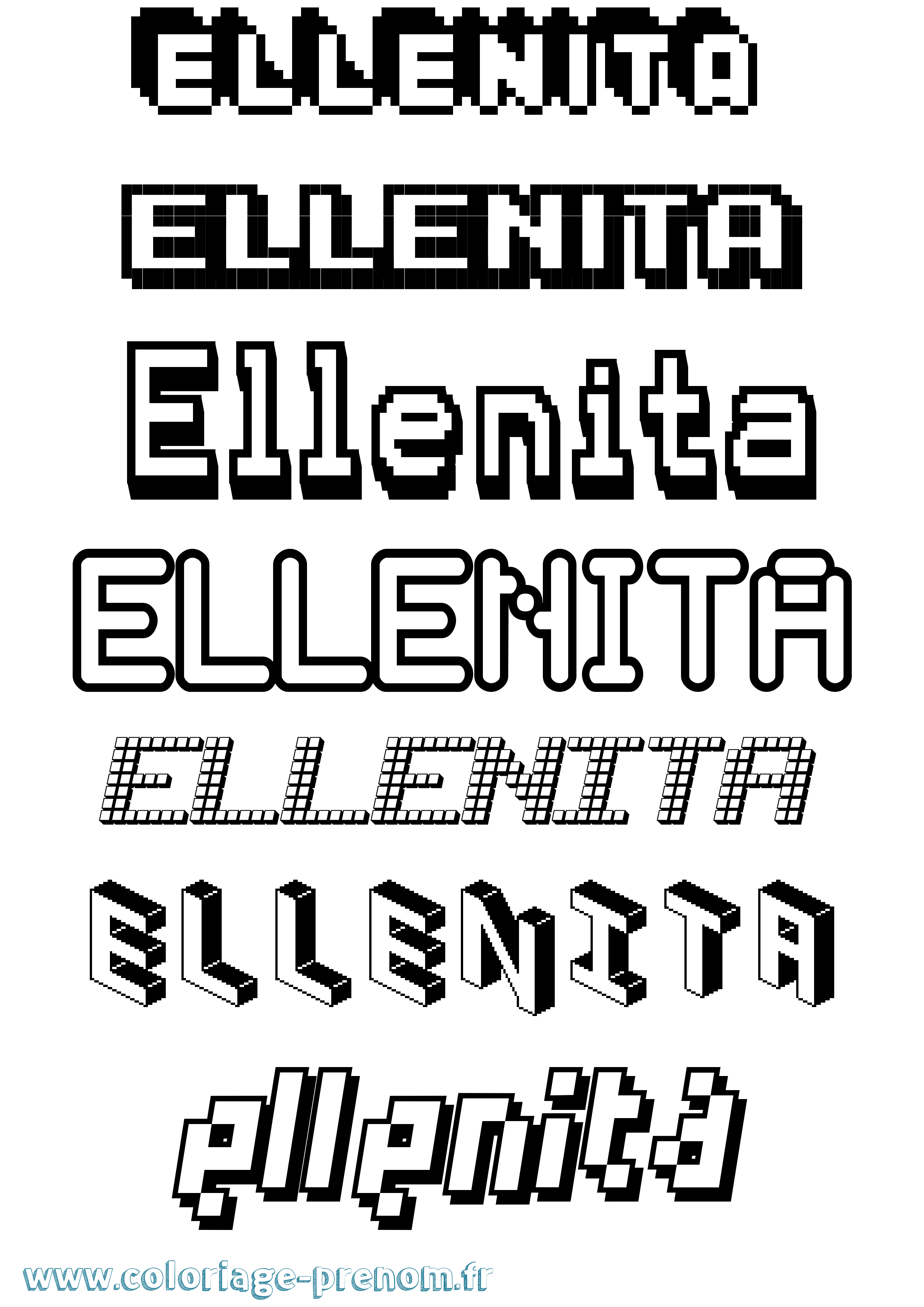 Coloriage Ellenita Pixel Coloriage prénom Ellenita Pixel