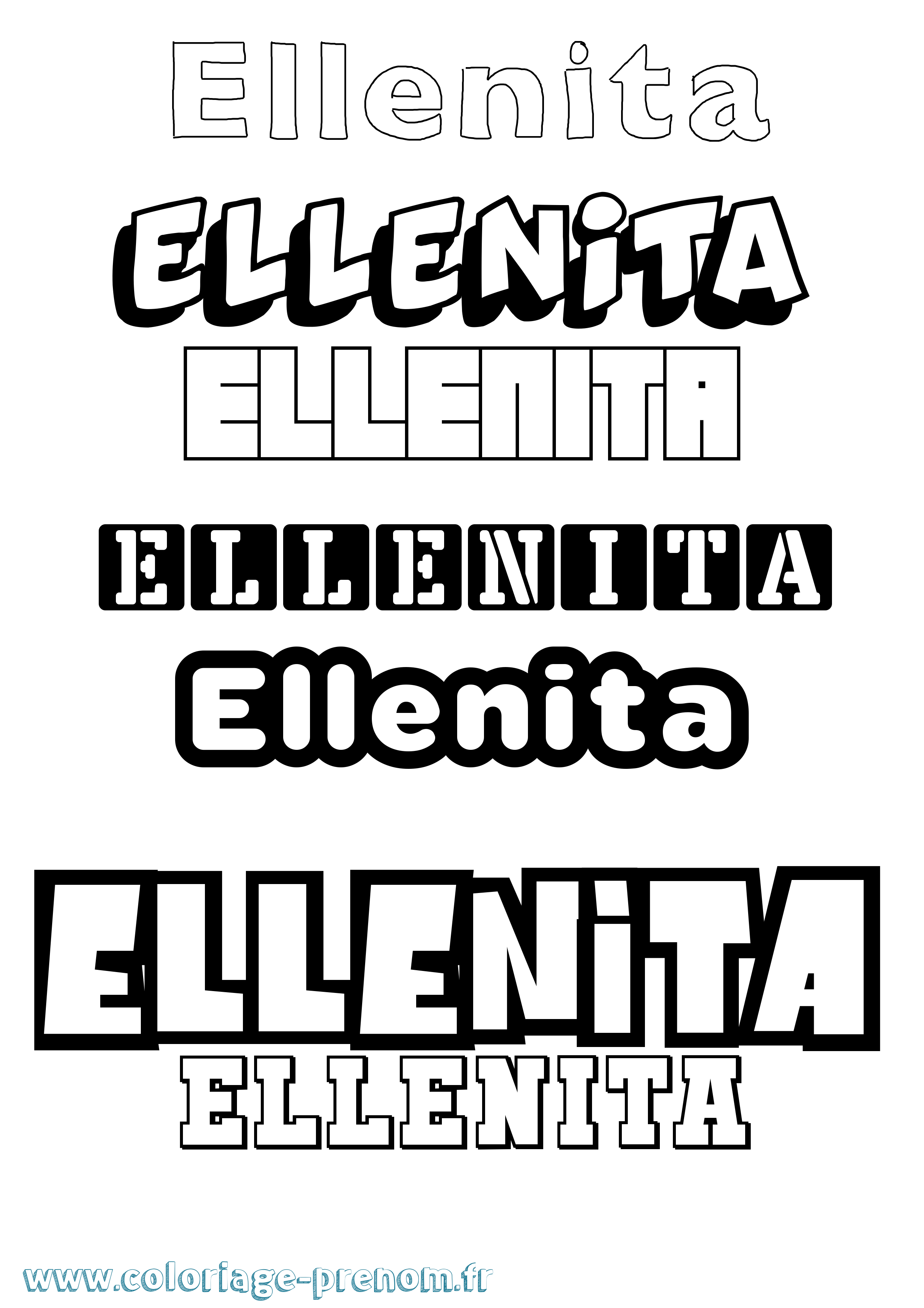 Coloriage Ellenita Simple Coloriage prénom Ellenita Simple