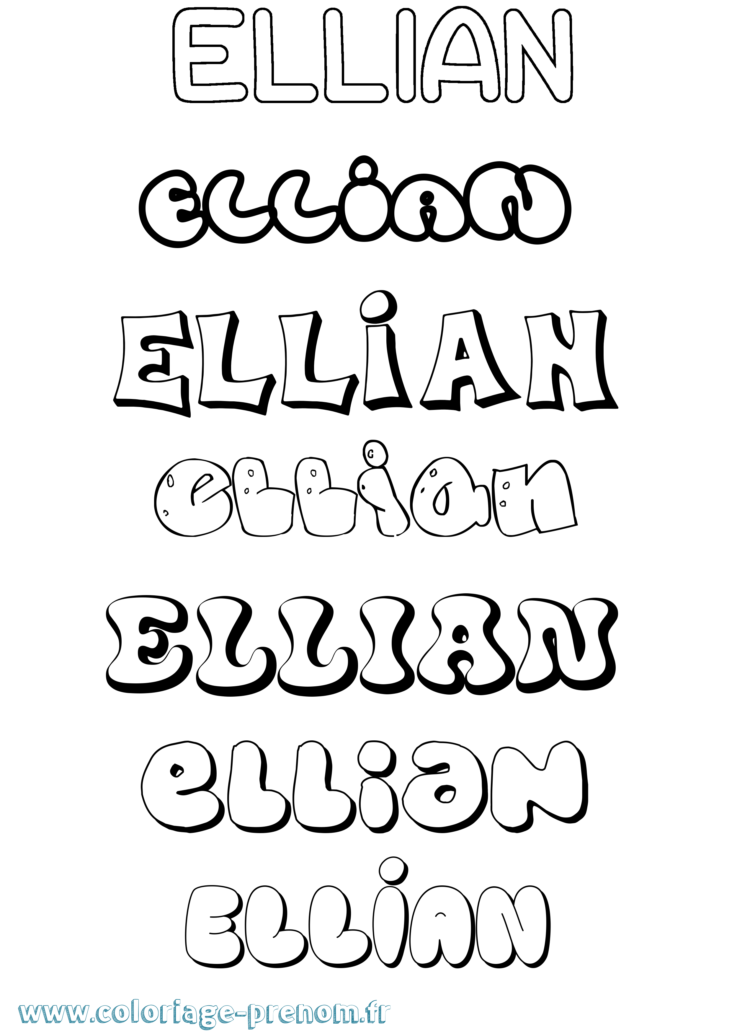 Coloriage Ellian Bubble Coloriage prénom Ellian Bubble