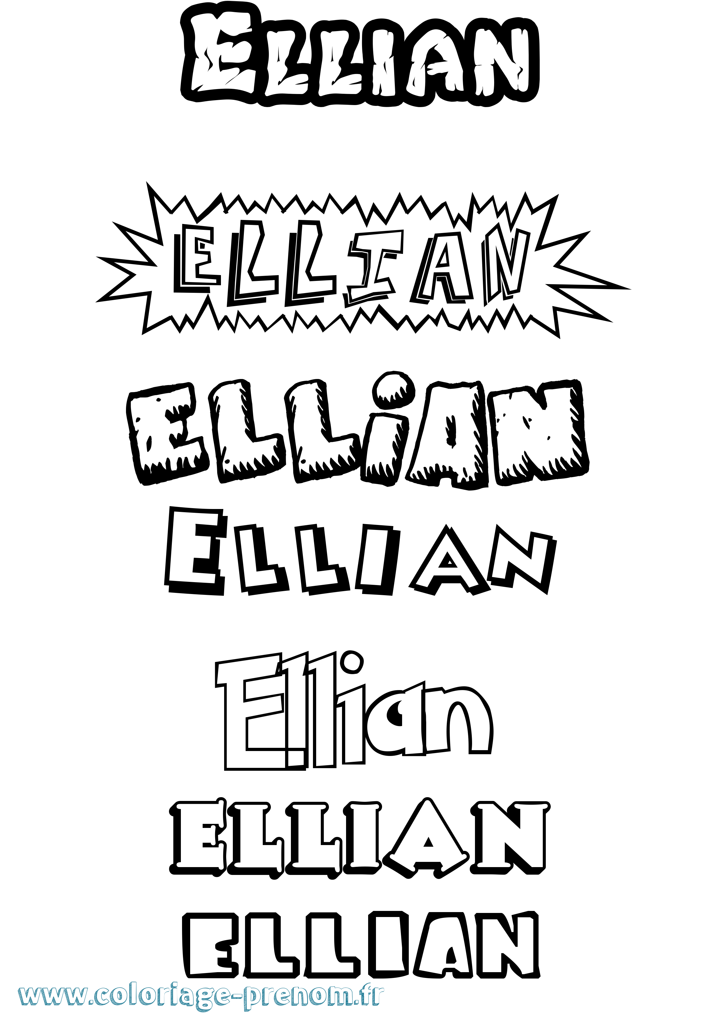 Coloriage Ellian Dessin Animé Coloriage prénom Ellian Dessin Animé