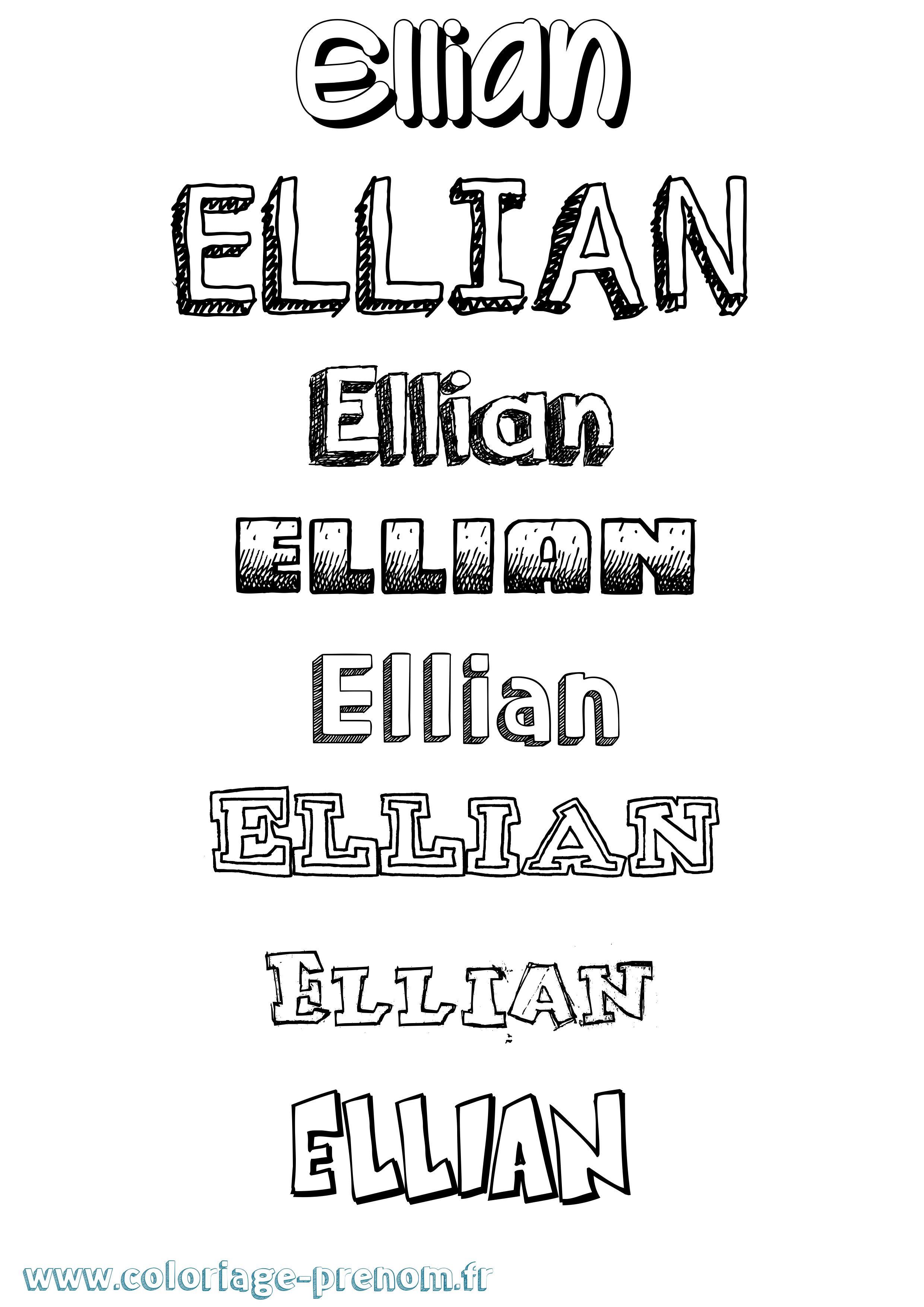 Coloriage Ellian Dessiné Coloriage prénom Ellian Dessiné