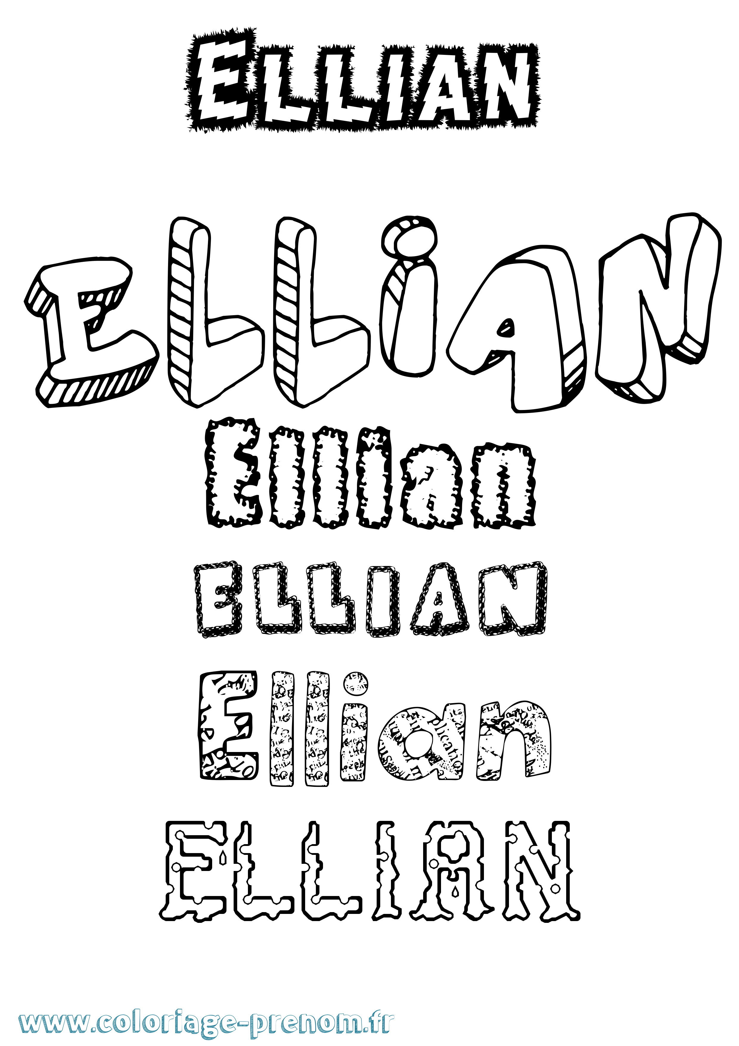 Coloriage Ellian Destructuré Coloriage prénom Ellian Destructuré