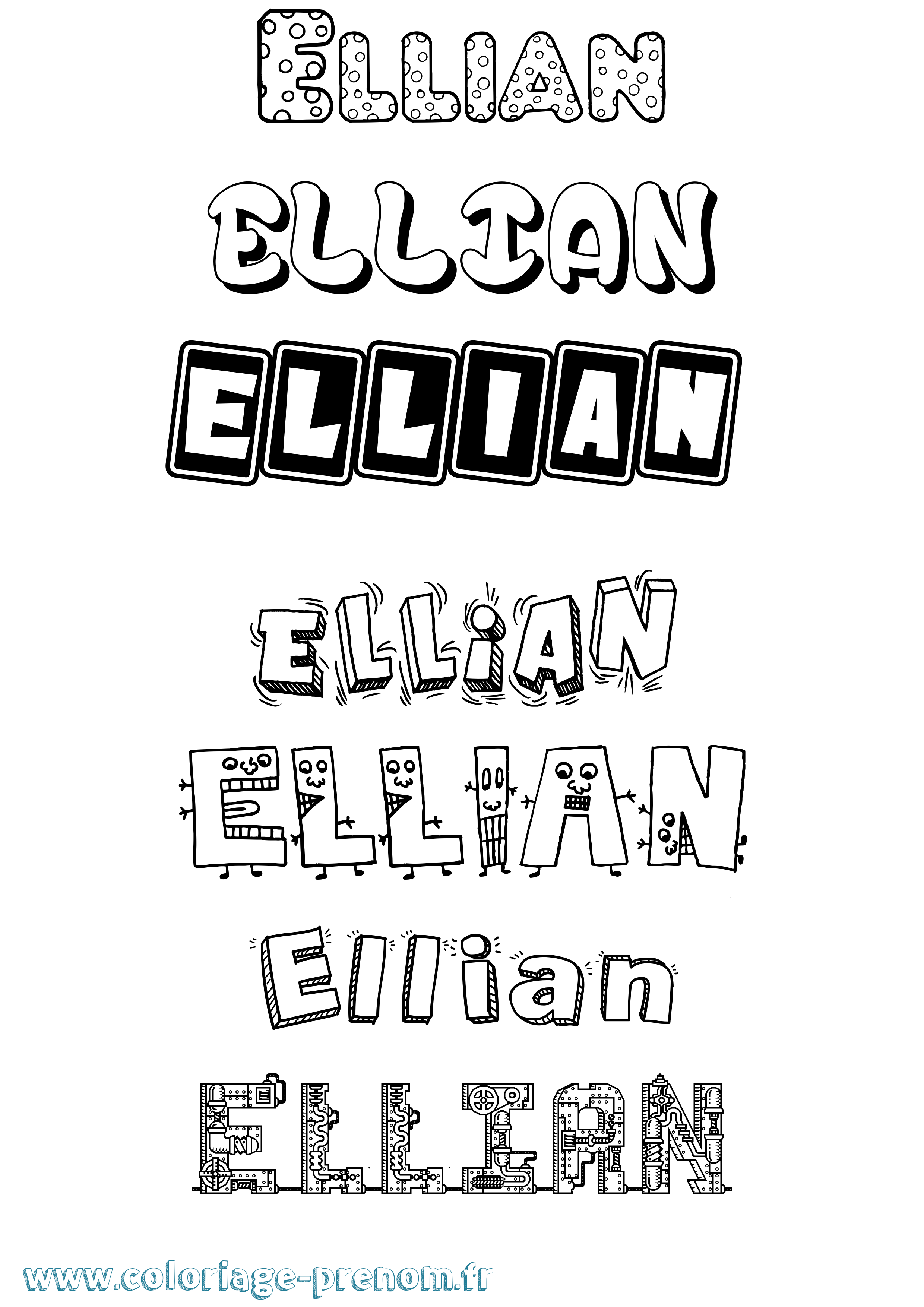 Coloriage Ellian Fun Coloriage prénom Ellian Fun