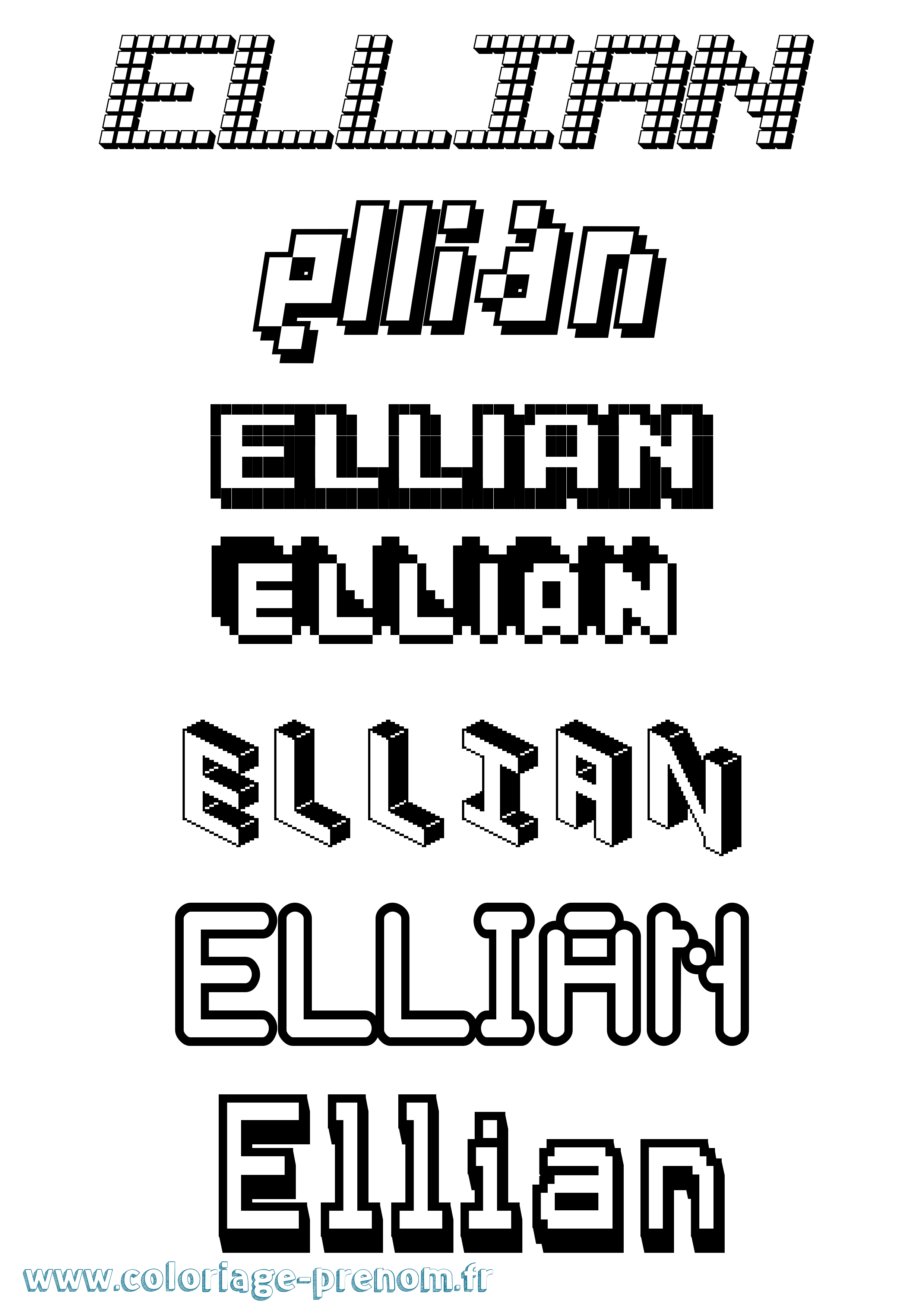 Coloriage Ellian Pixel Coloriage prénom Ellian Pixel