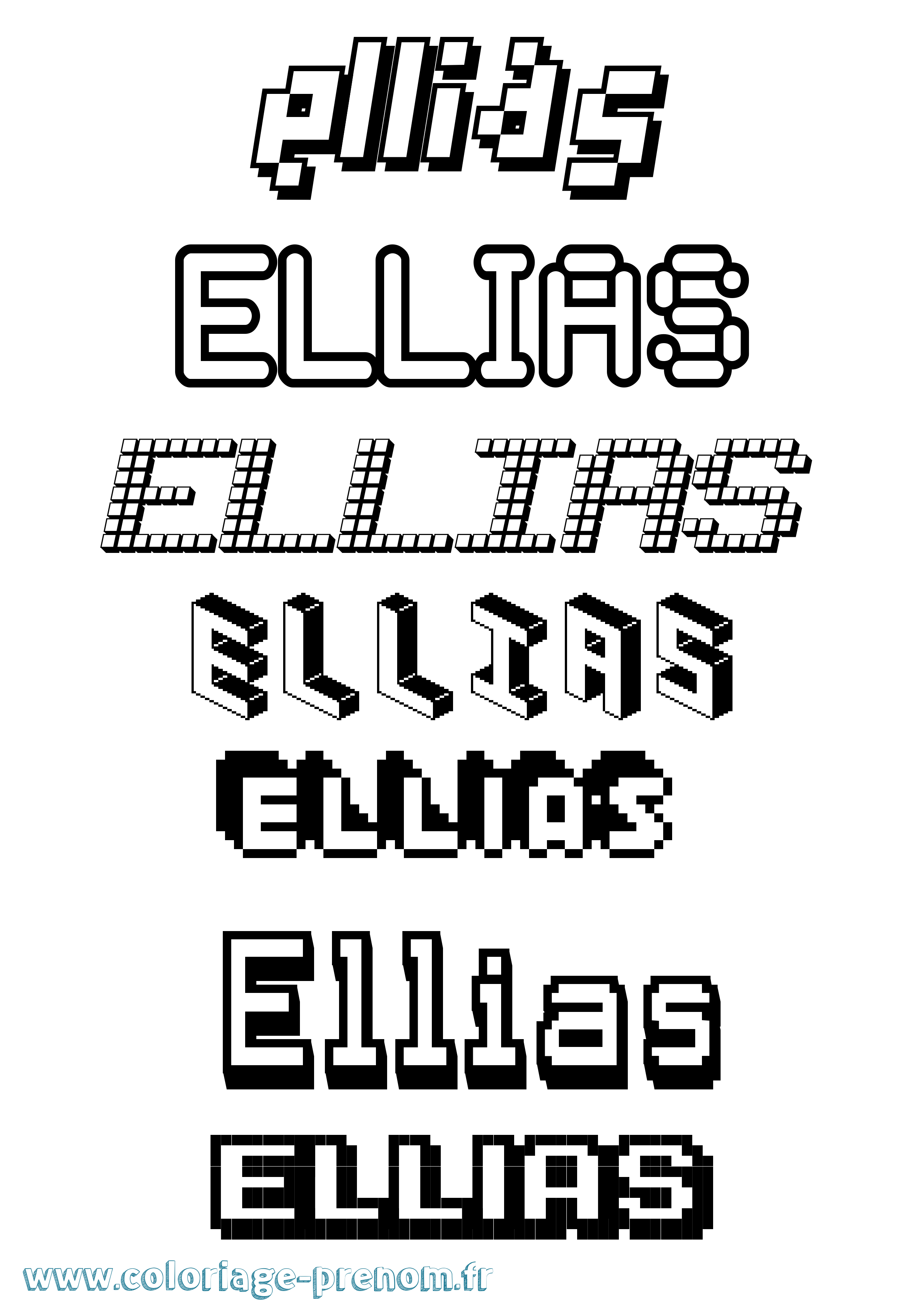 Coloriage Ellias Pixel Coloriage prénom Ellias Pixel