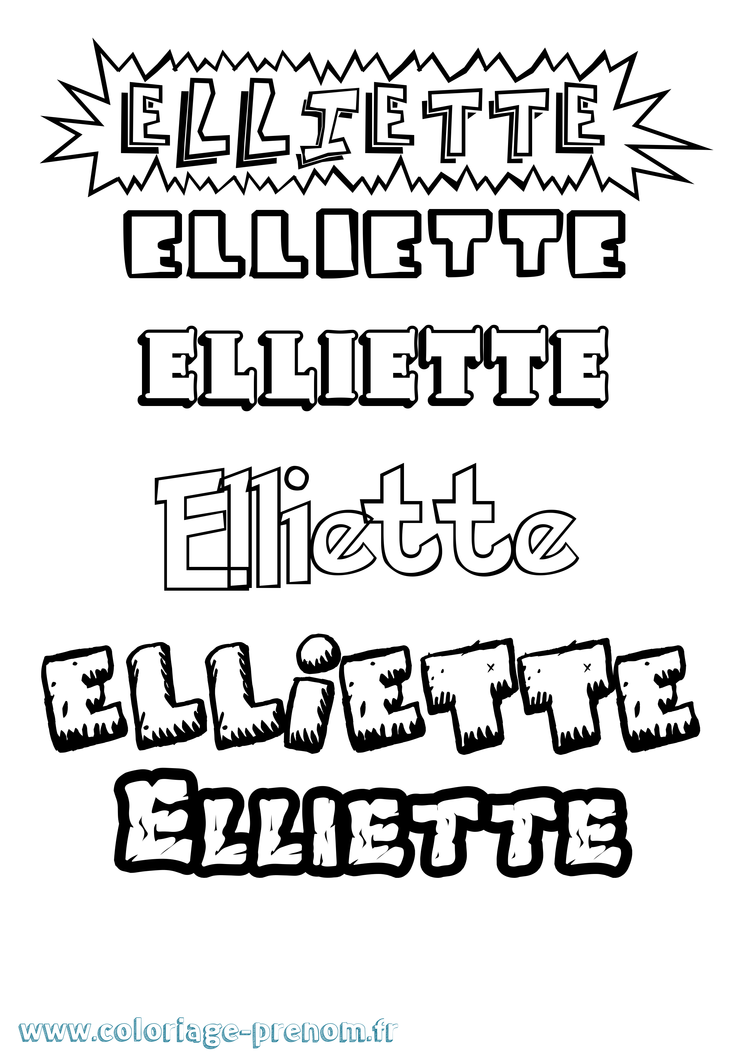 Coloriage Elliette Dessin Animé Coloriage prénom Elliette Dessin Animé