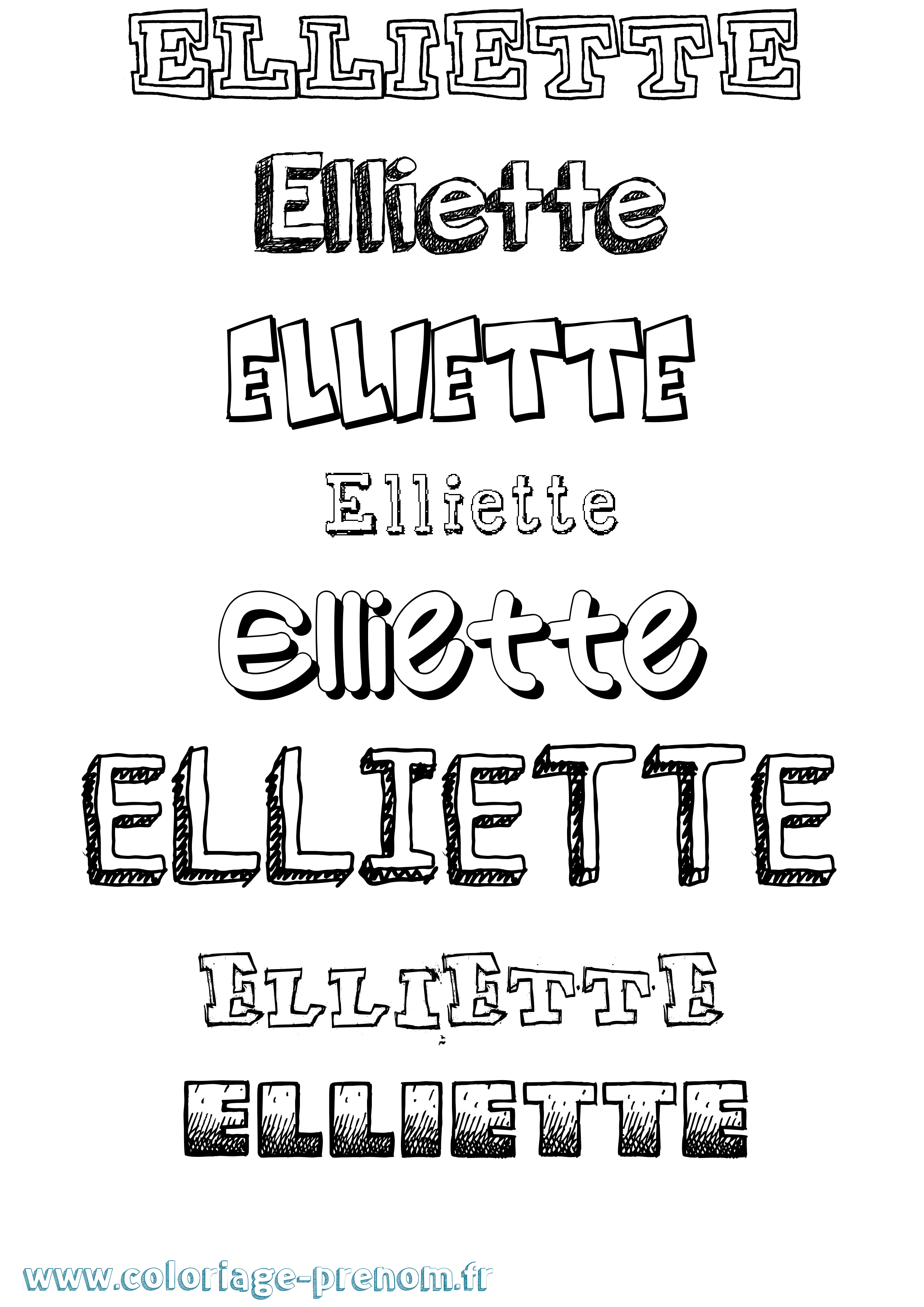 Coloriage Elliette Dessiné Coloriage prénom Elliette Dessiné