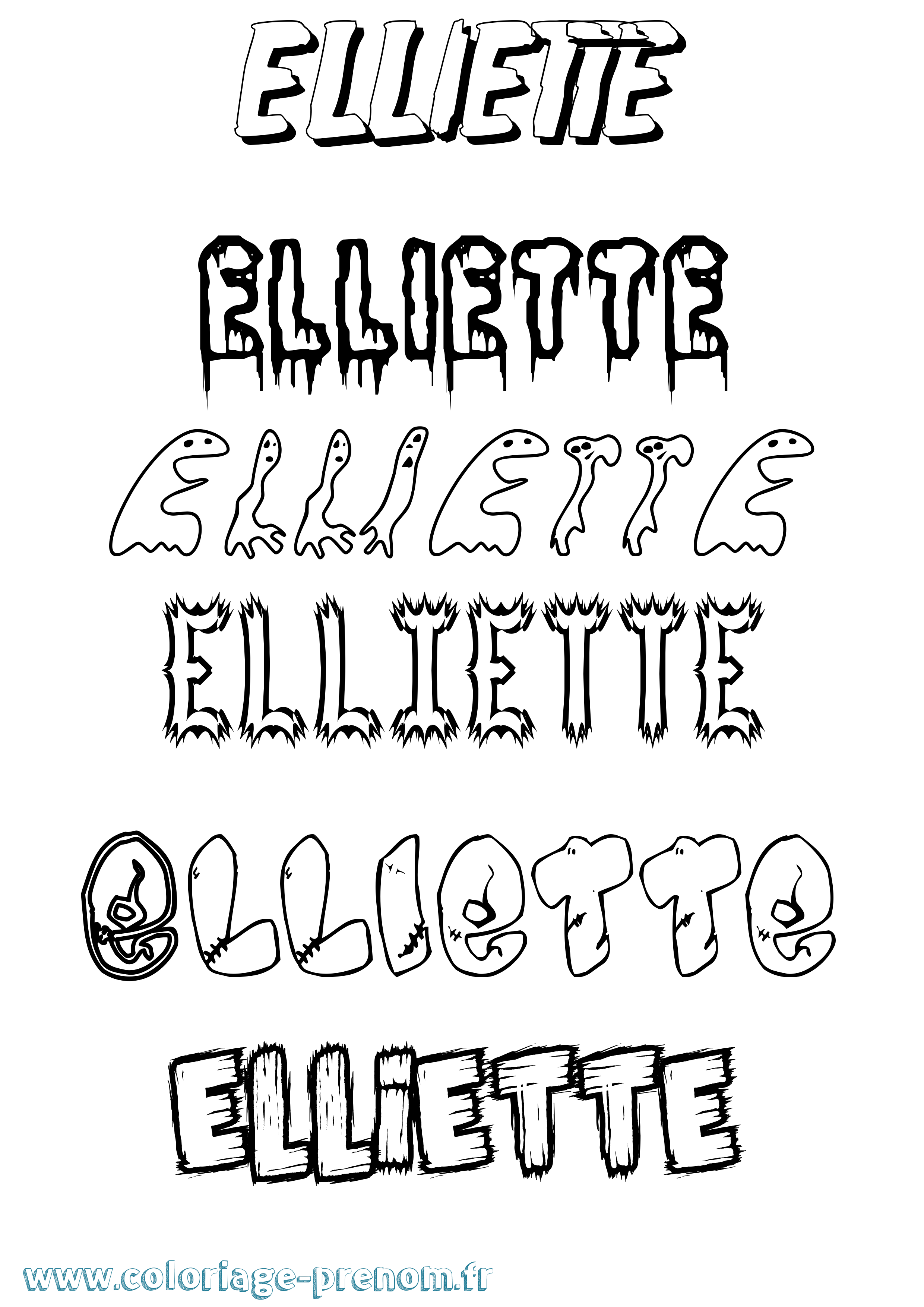 Coloriage Elliette Frisson Coloriage prénom Elliette Frisson