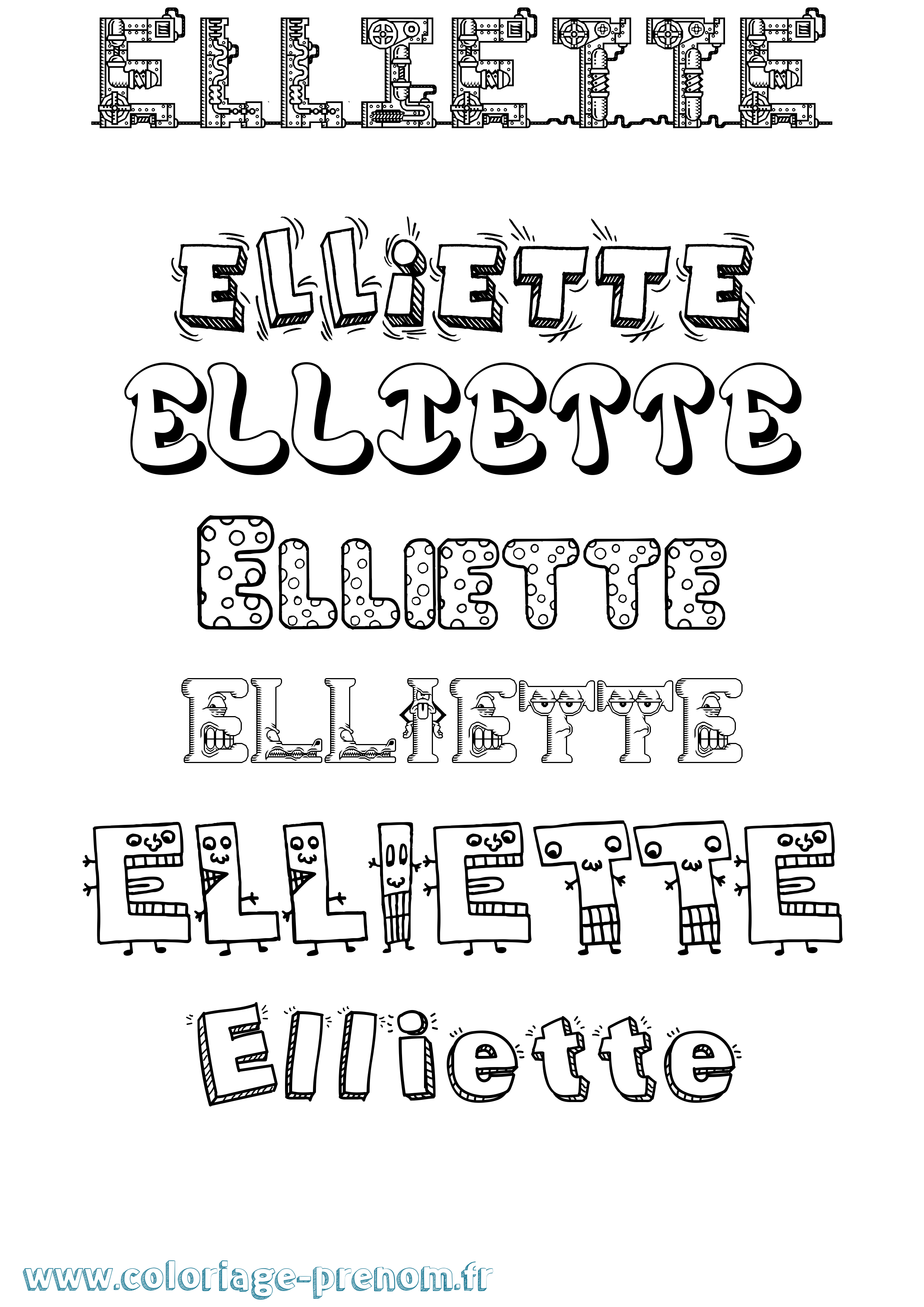 Coloriage Elliette Fun Coloriage prénom Elliette Fun