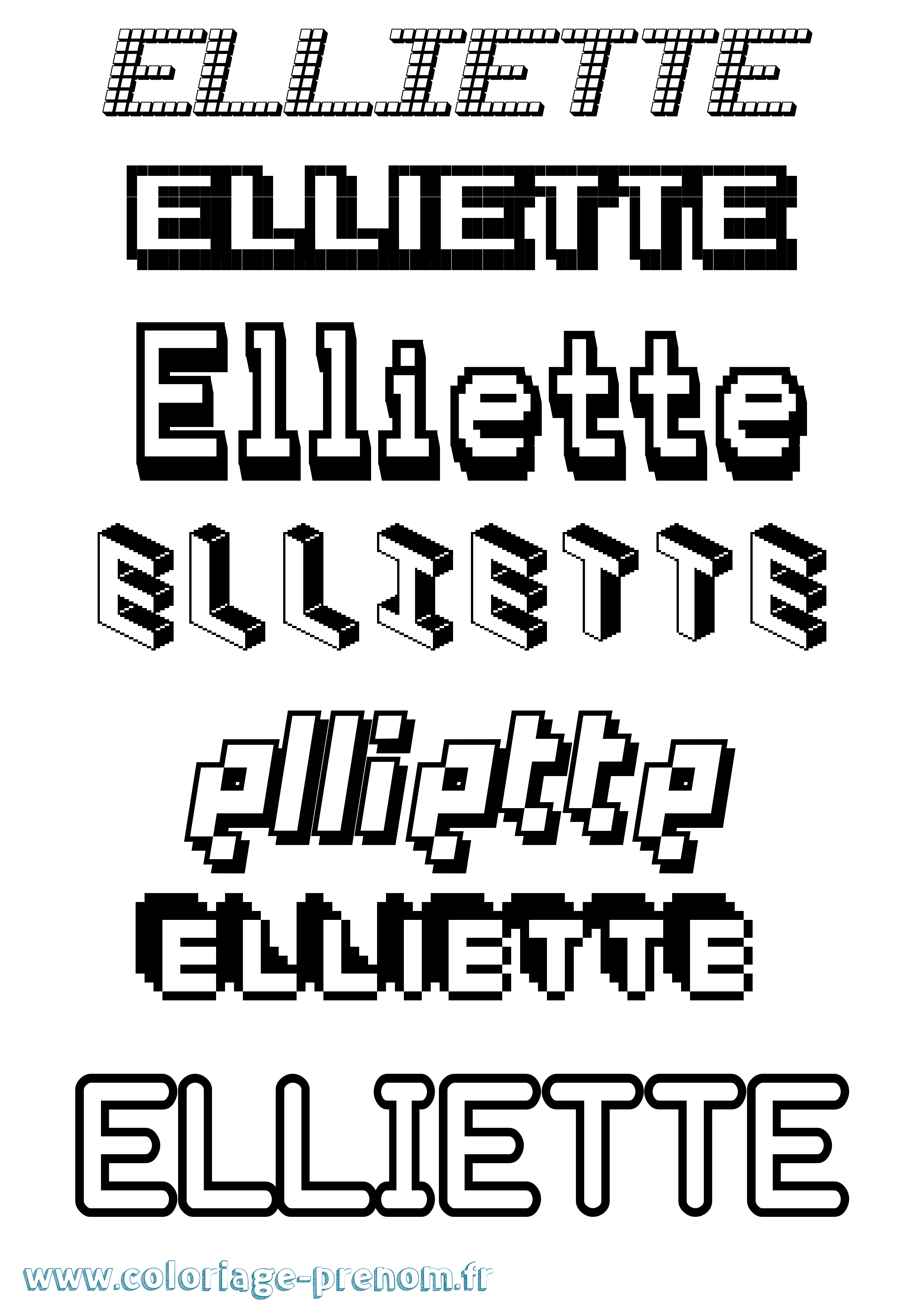 Coloriage Elliette Pixel Coloriage prénom Elliette Pixel