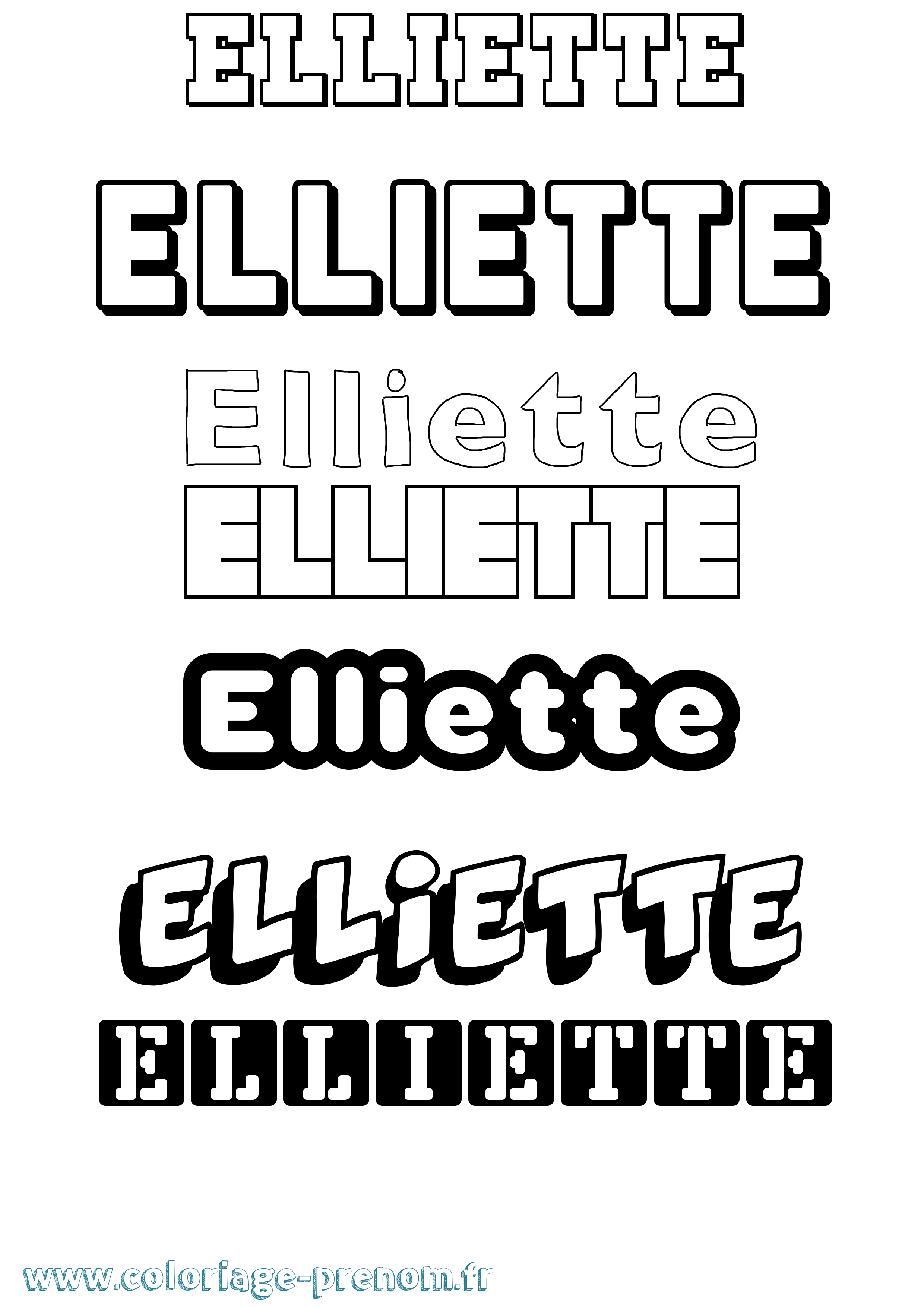 Coloriage Elliette Simple Coloriage prénom Elliette Simple
