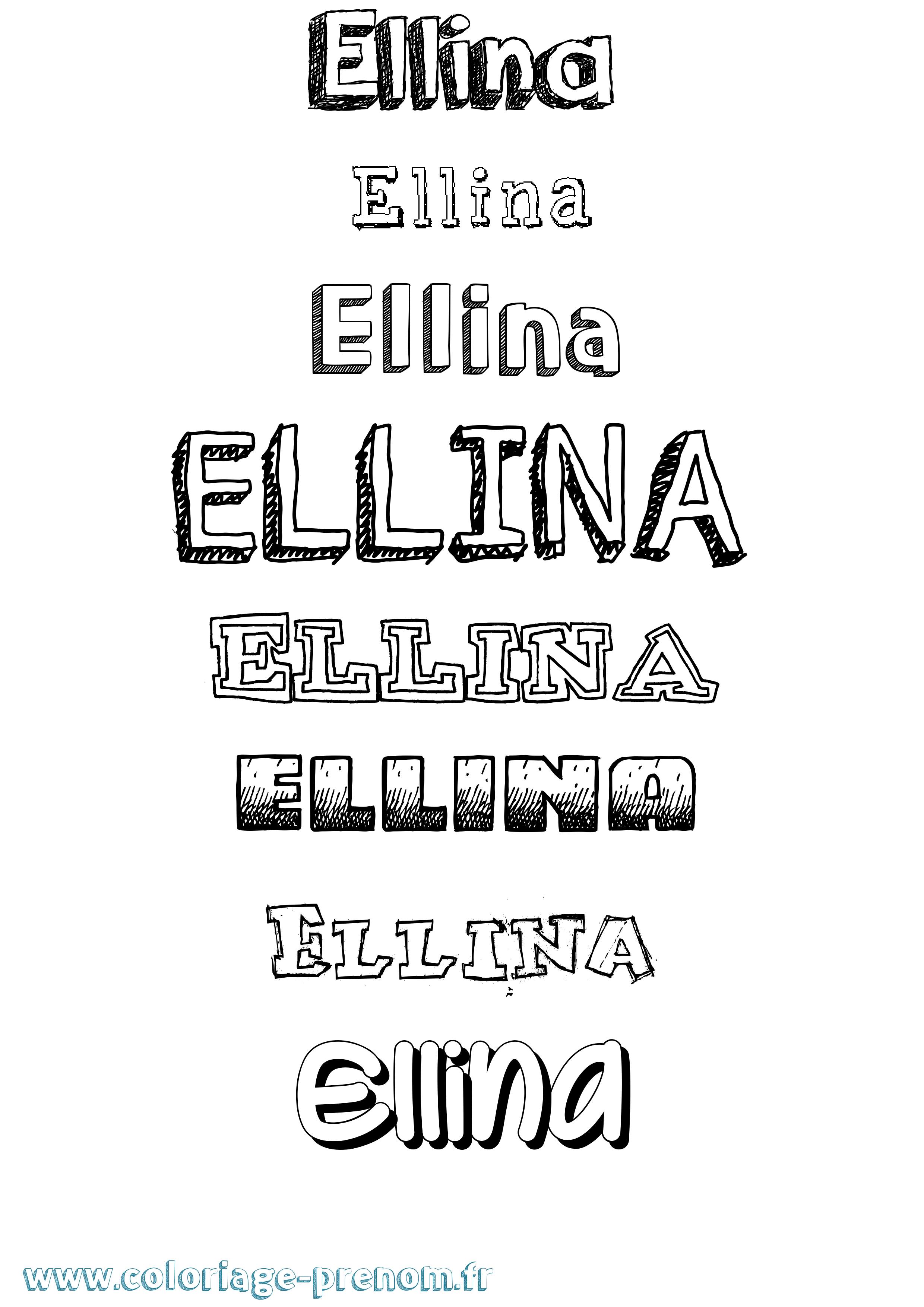 Coloriage Ellina Dessiné Coloriage prénom Ellina Dessiné