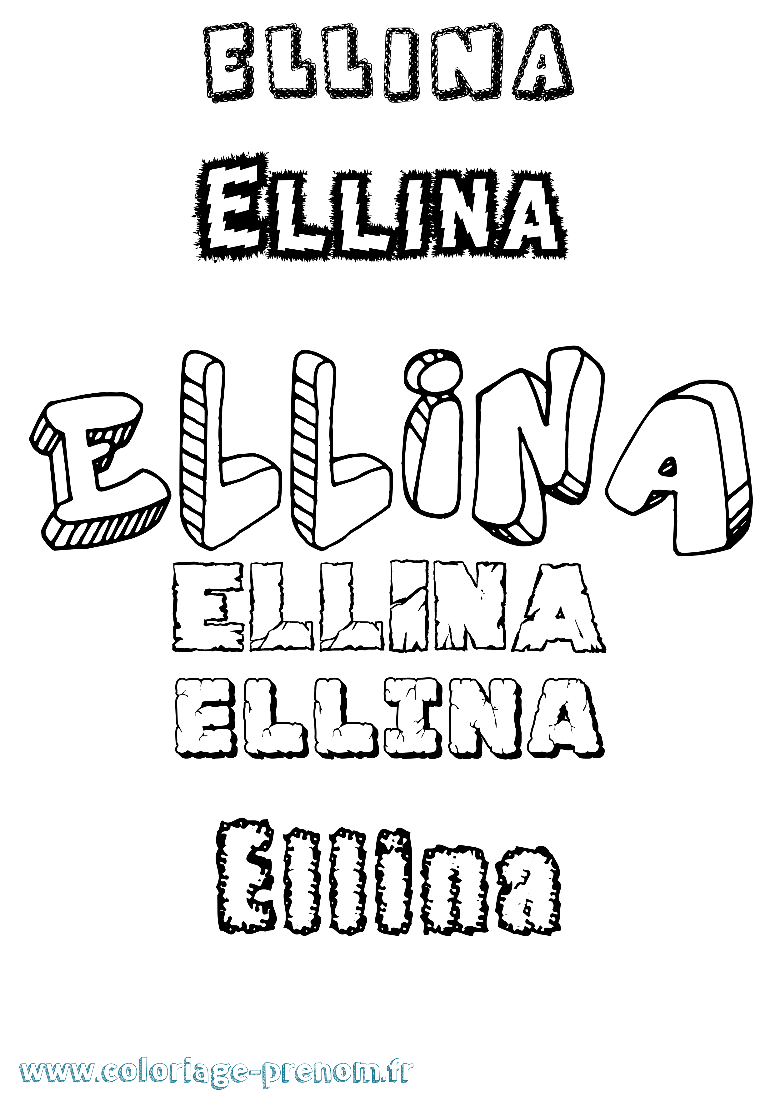 Coloriage Ellina Destructuré Coloriage prénom Ellina Destructuré