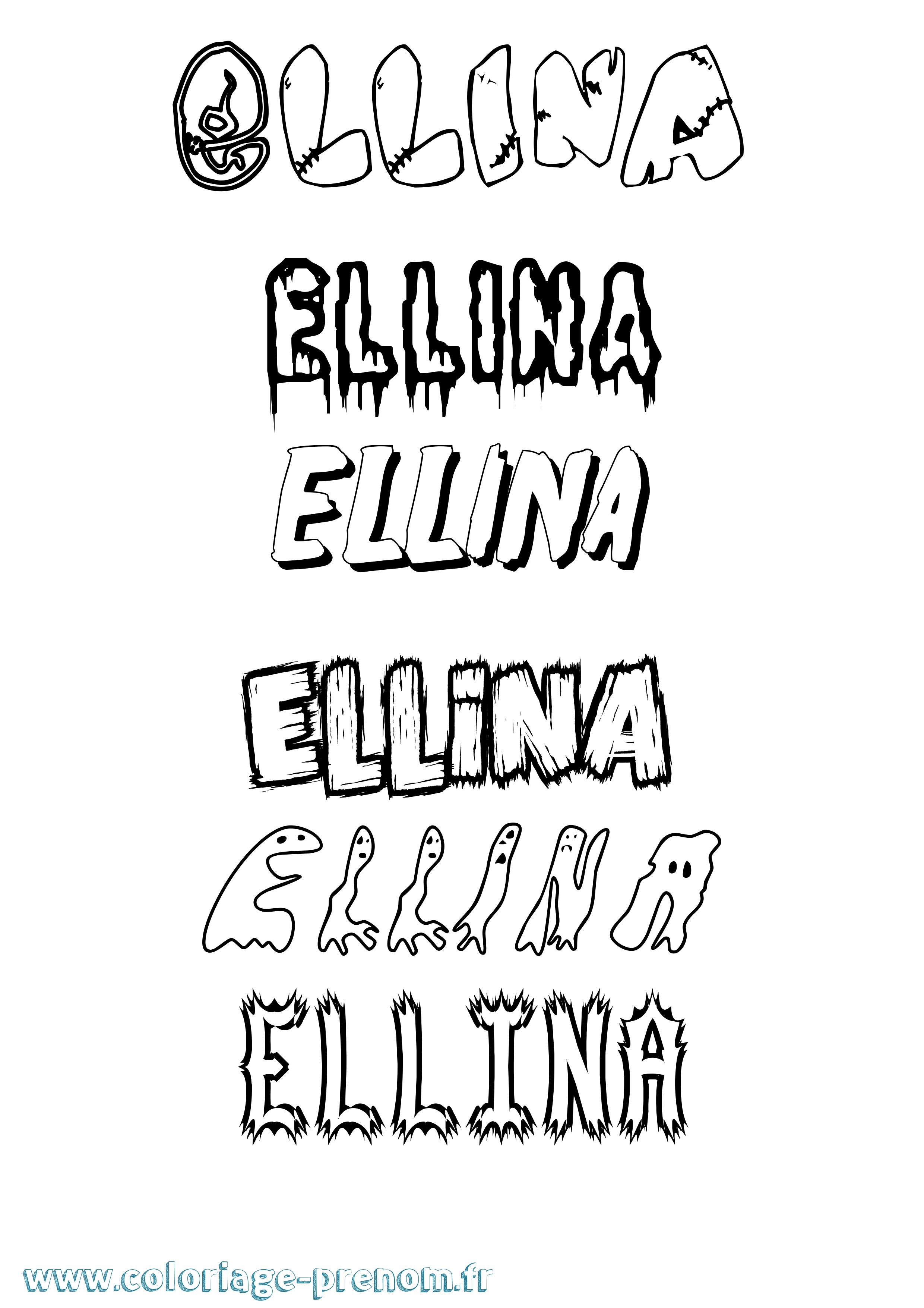 Coloriage Ellina Frisson Coloriage prénom Ellina Frisson