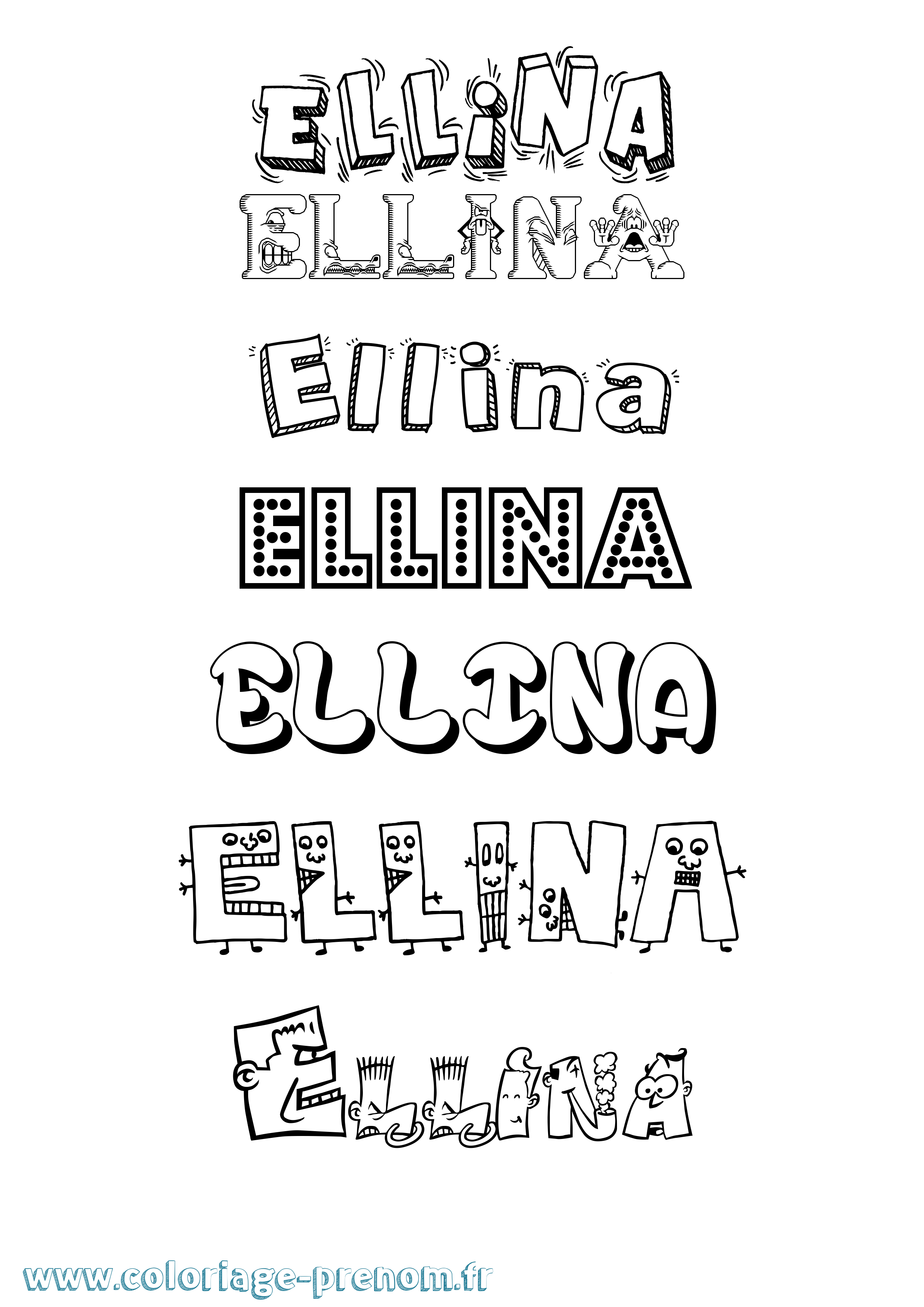 Coloriage Ellina Fun Coloriage prénom Ellina Fun