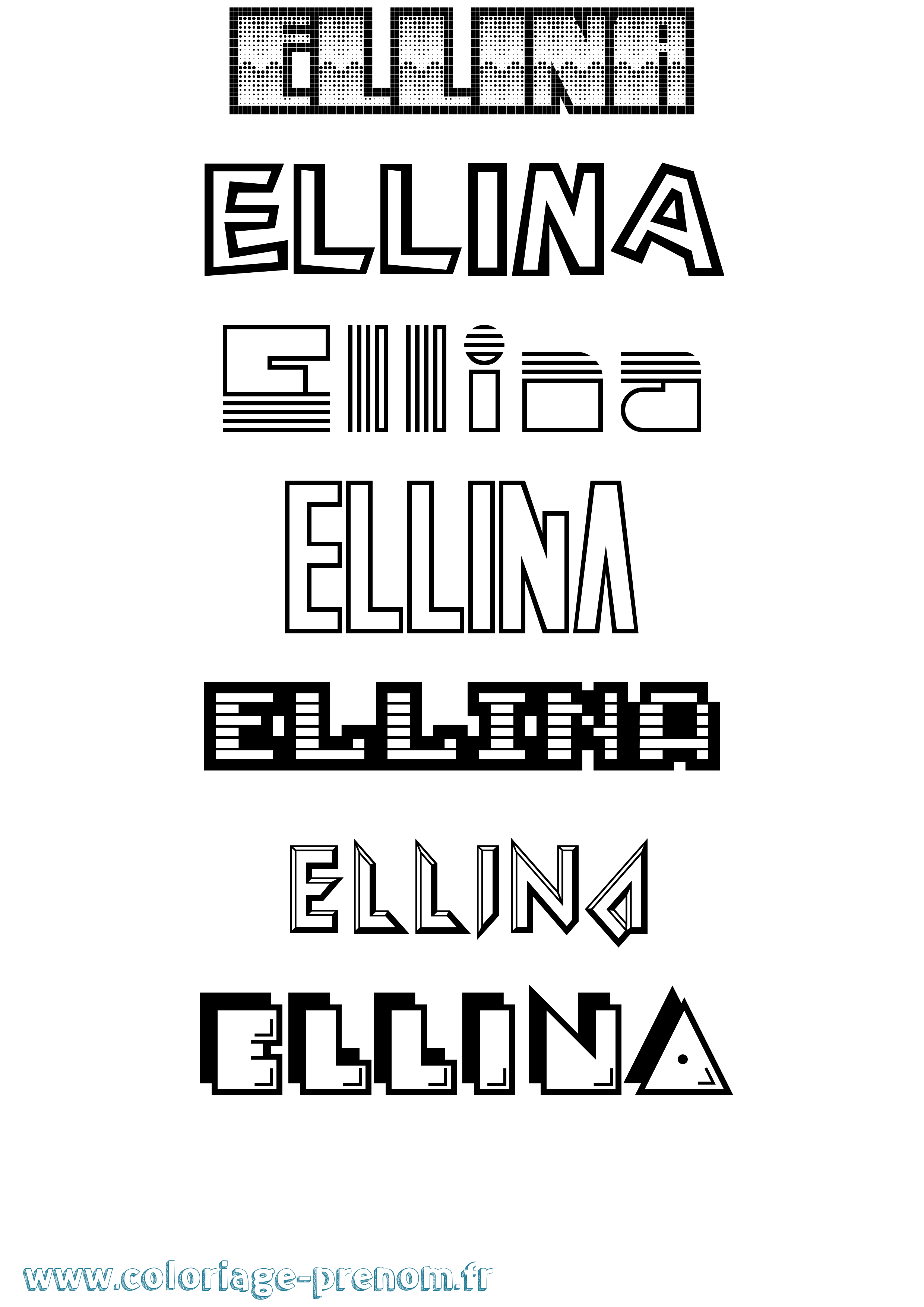 Coloriage Ellina Jeux Vidéos Coloriage prénom Ellina Jeux Vidéos