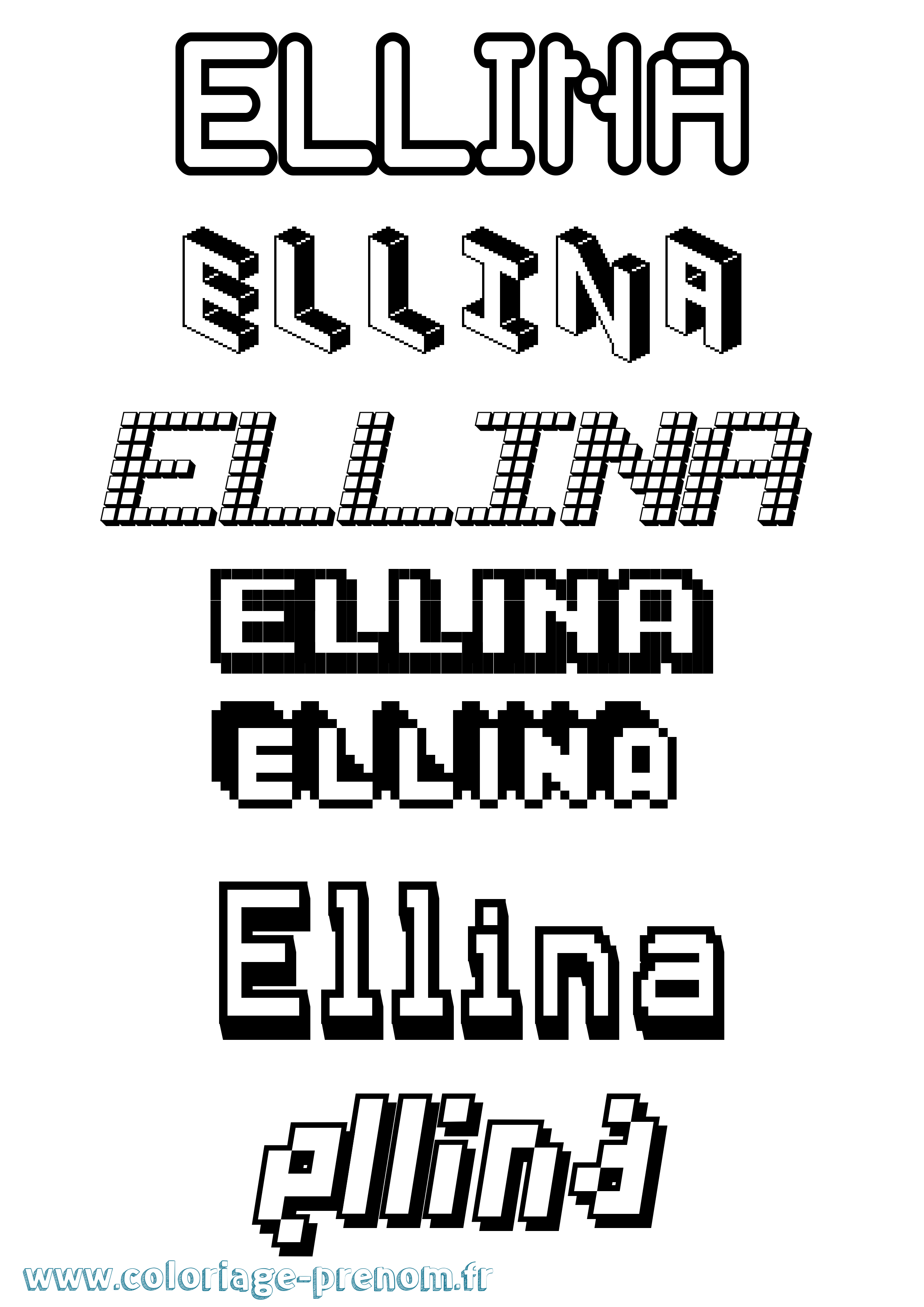 Coloriage Ellina Pixel Coloriage prénom Ellina Pixel