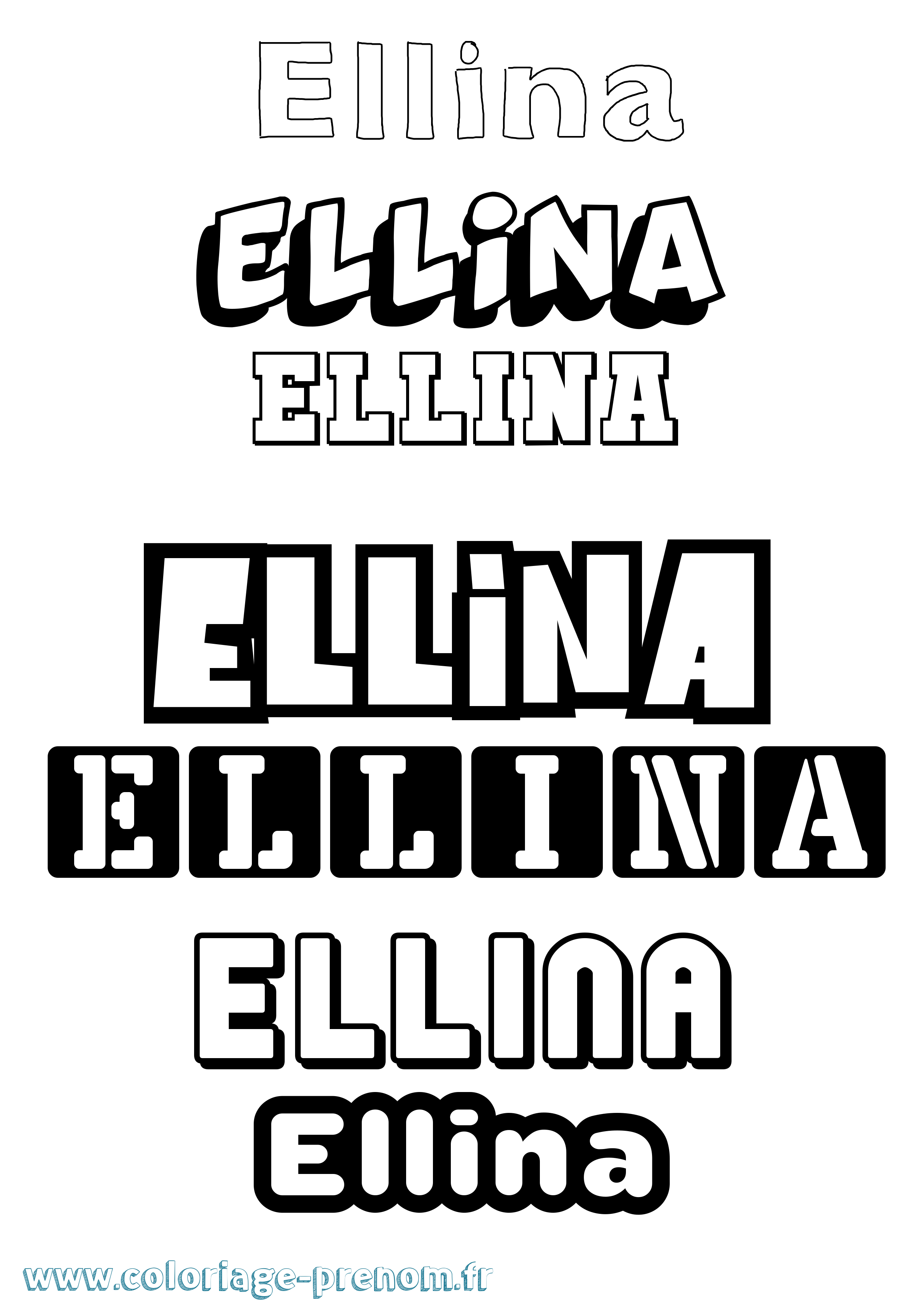 Coloriage Ellina Simple Coloriage prénom Ellina Simple
