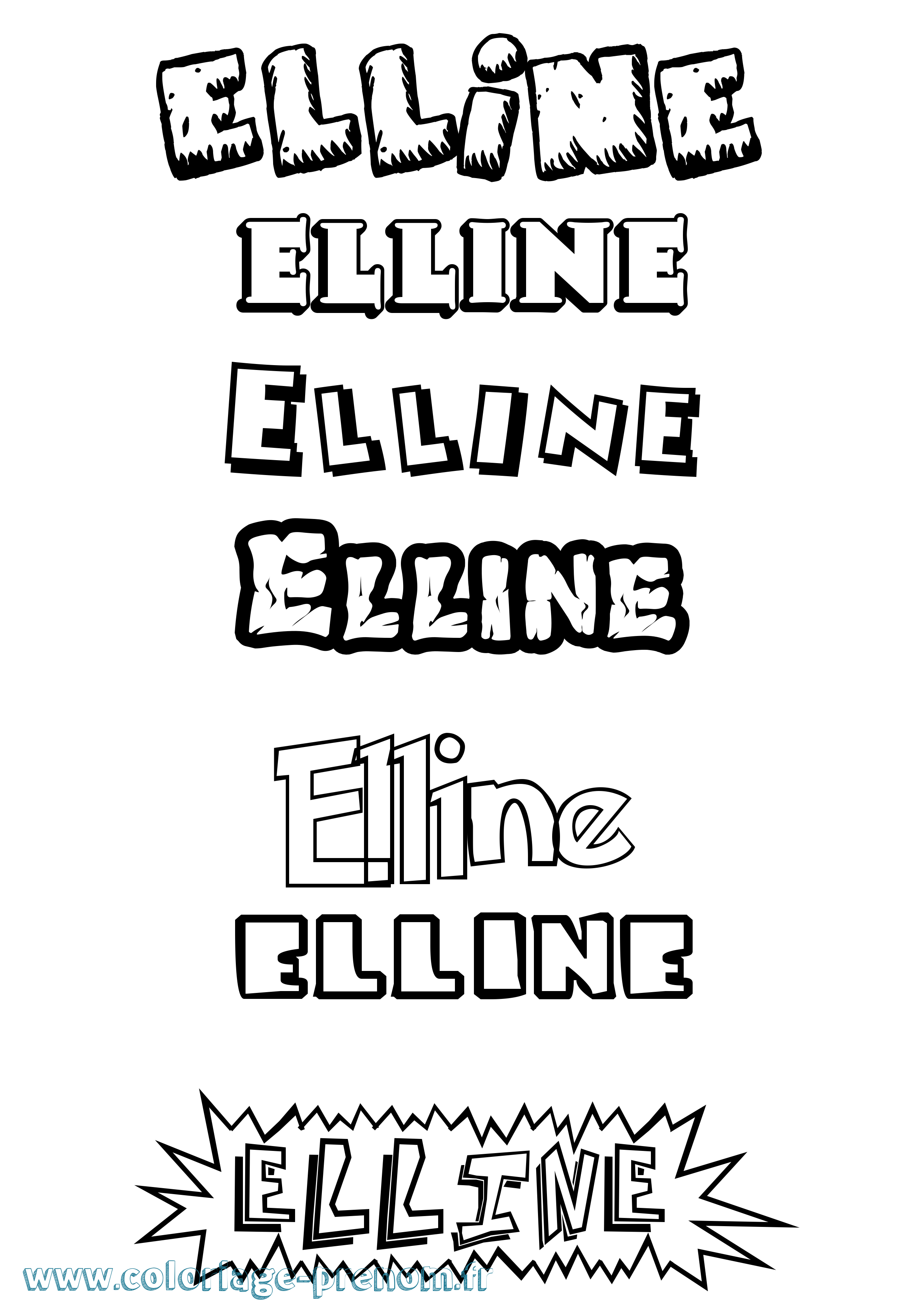 Coloriage Elline Dessin Animé Coloriage prénom Elline Dessin Animé
