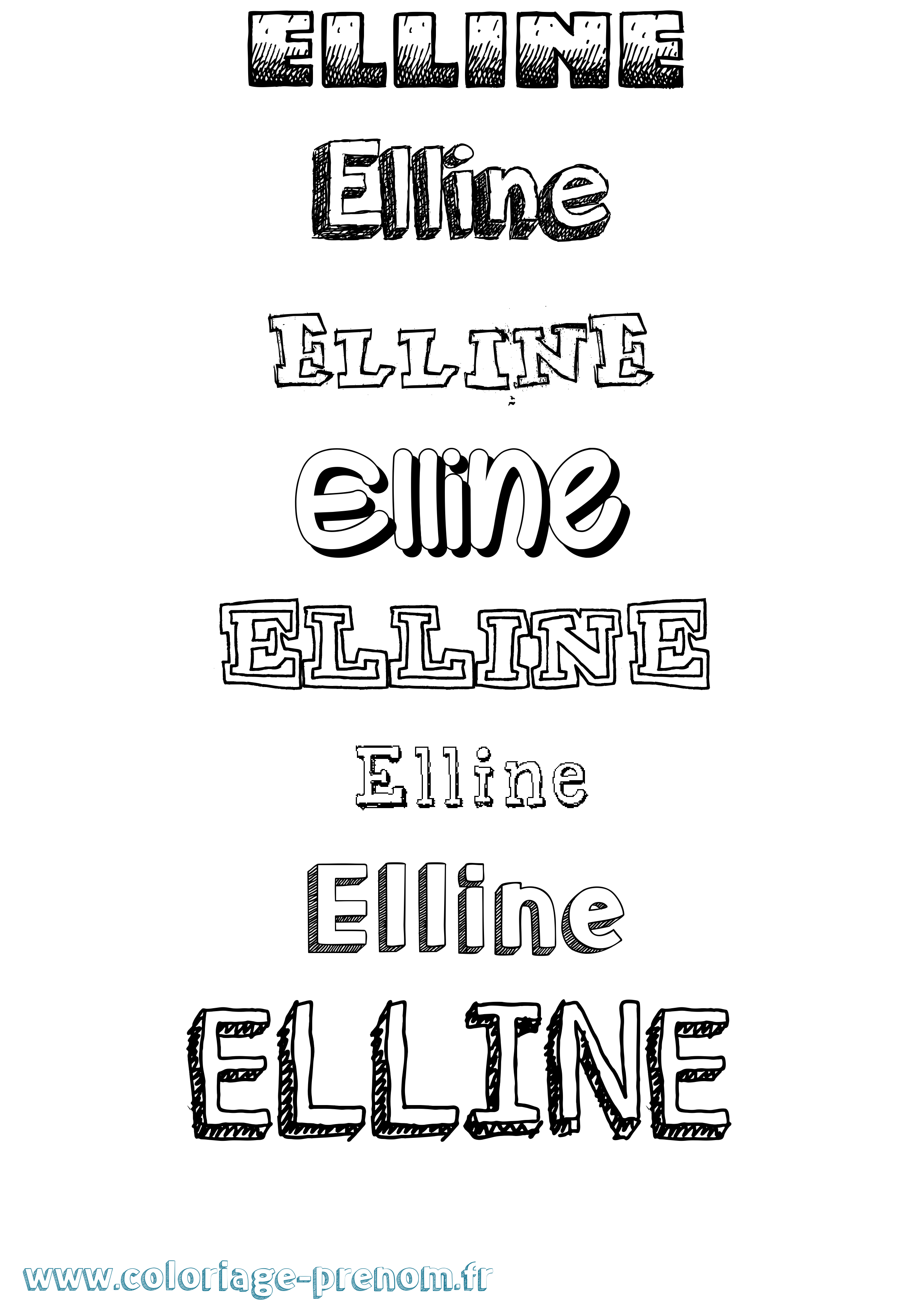 Coloriage Elline Dessiné Coloriage prénom Elline Dessiné