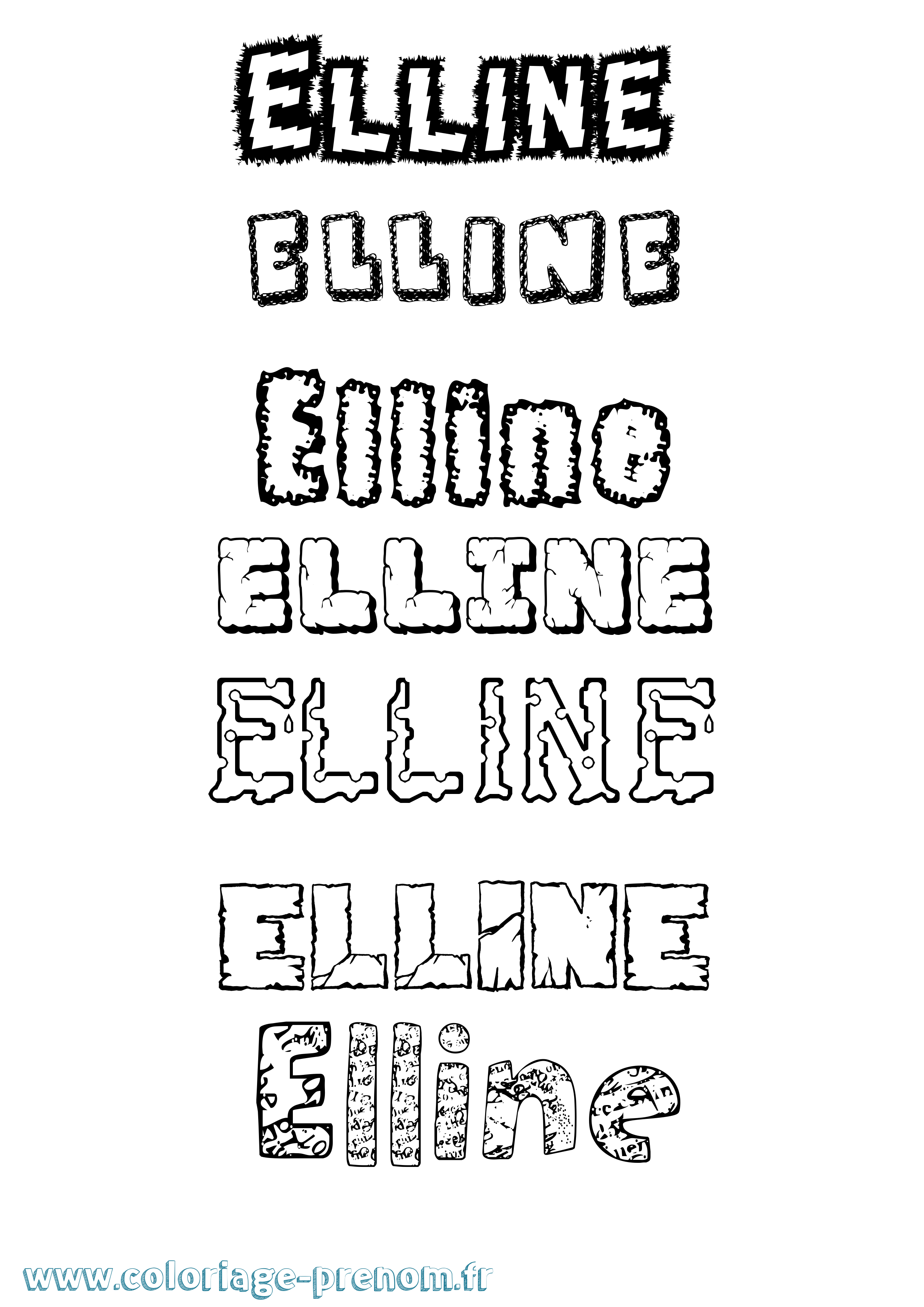 Coloriage Elline Destructuré Coloriage prénom Elline Destructuré