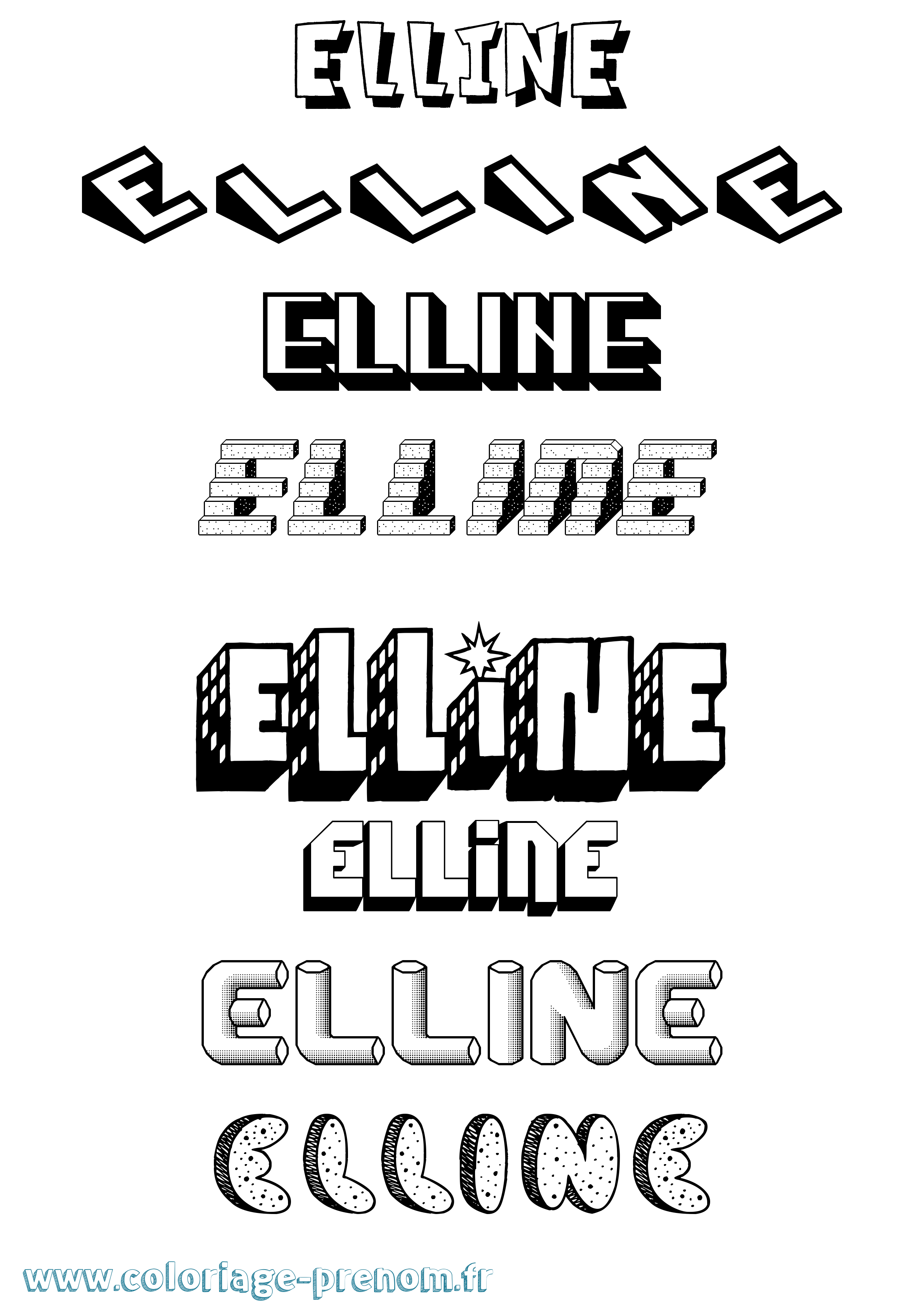 Coloriage Elline Effet 3D Coloriage prénom Elline Effet 3D