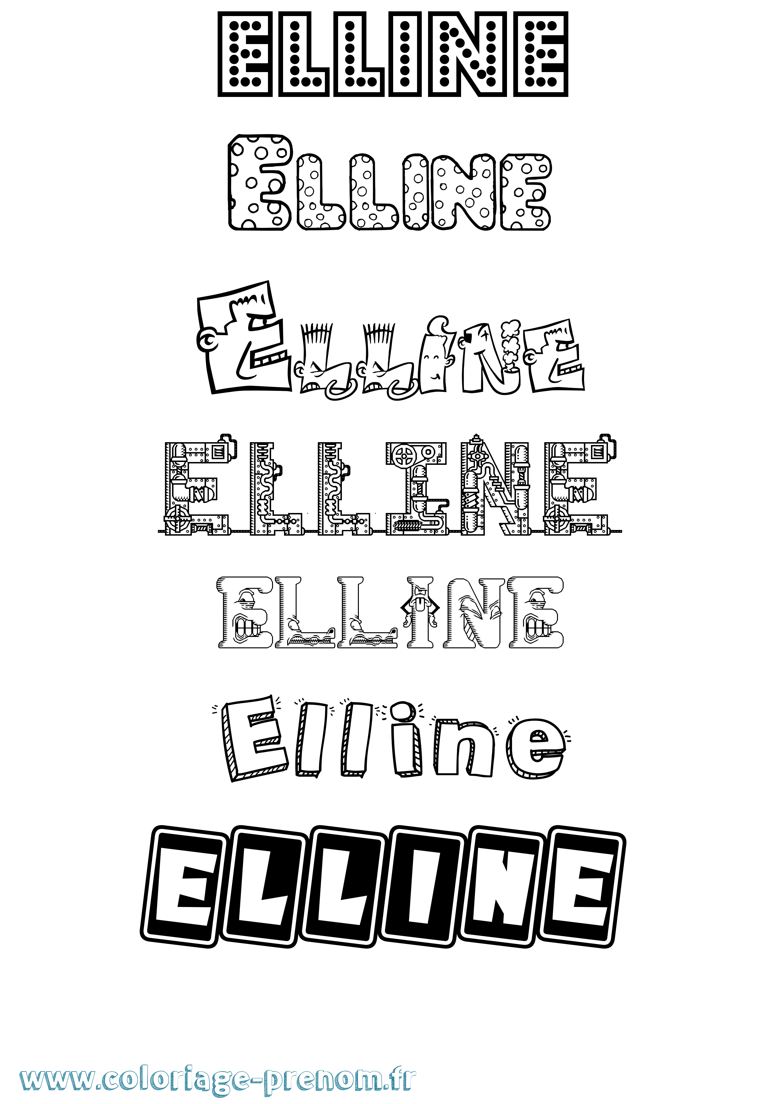 Coloriage Elline Fun Coloriage prénom Elline Fun