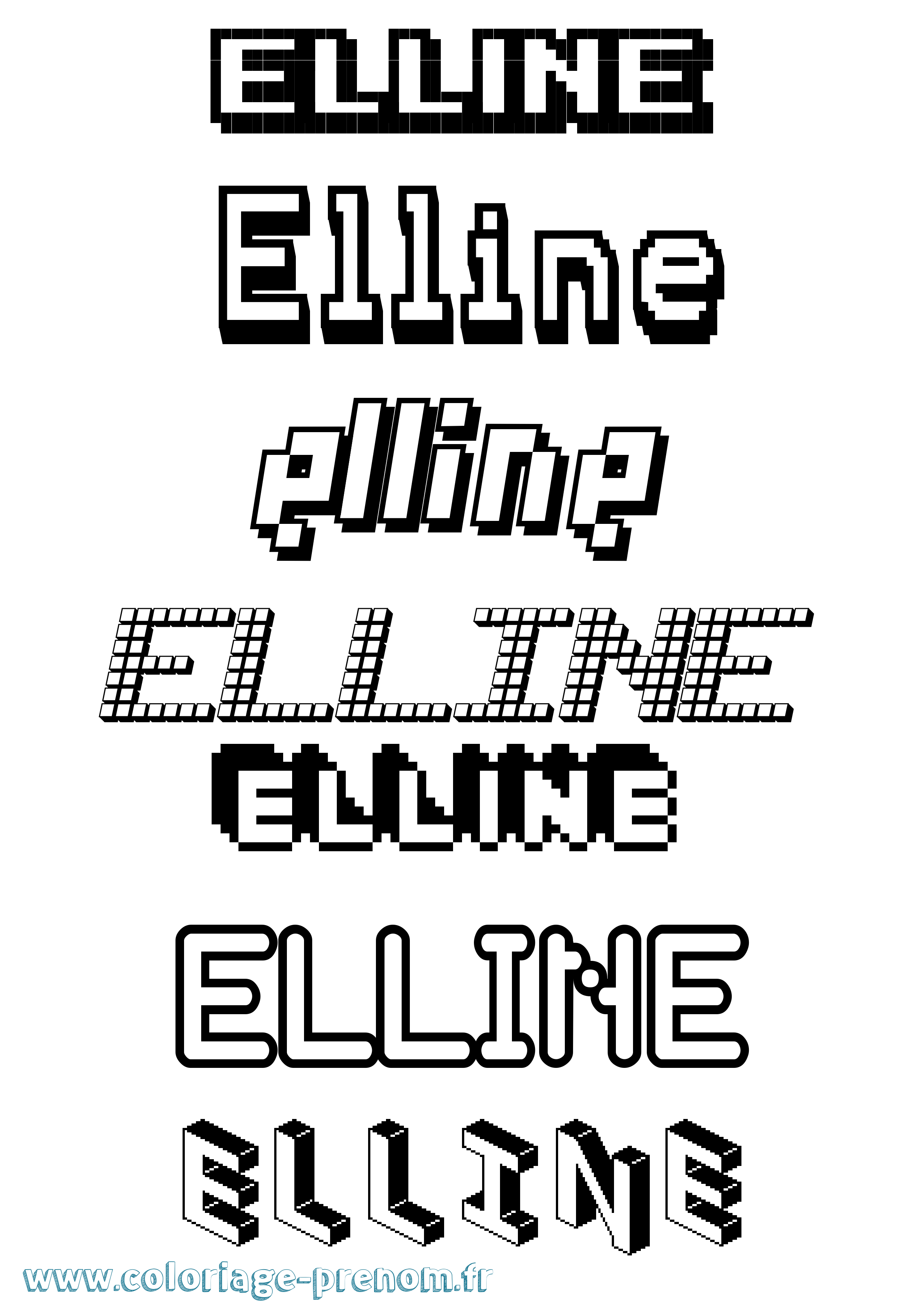 Coloriage Elline Pixel Coloriage prénom Elline Pixel