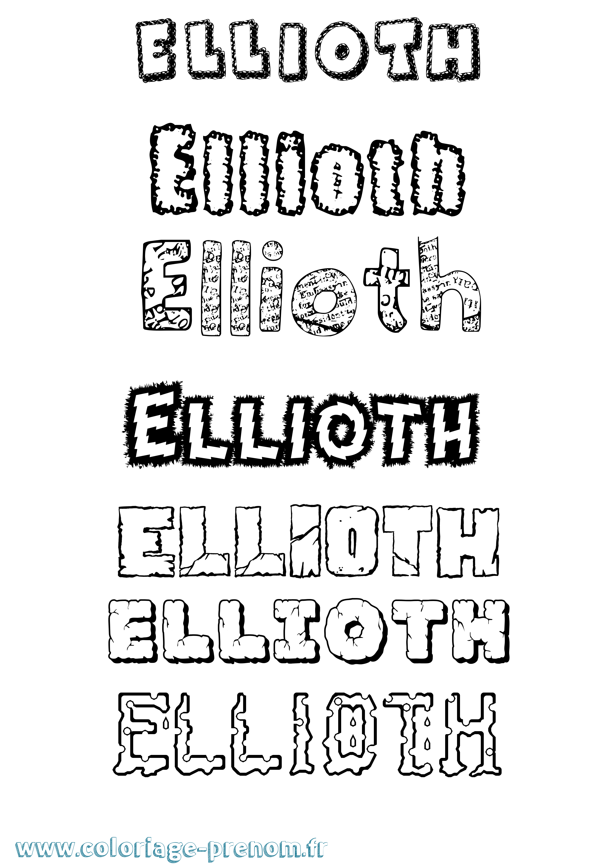 Coloriage Ellioth Destructuré Coloriage prénom Ellioth Destructuré