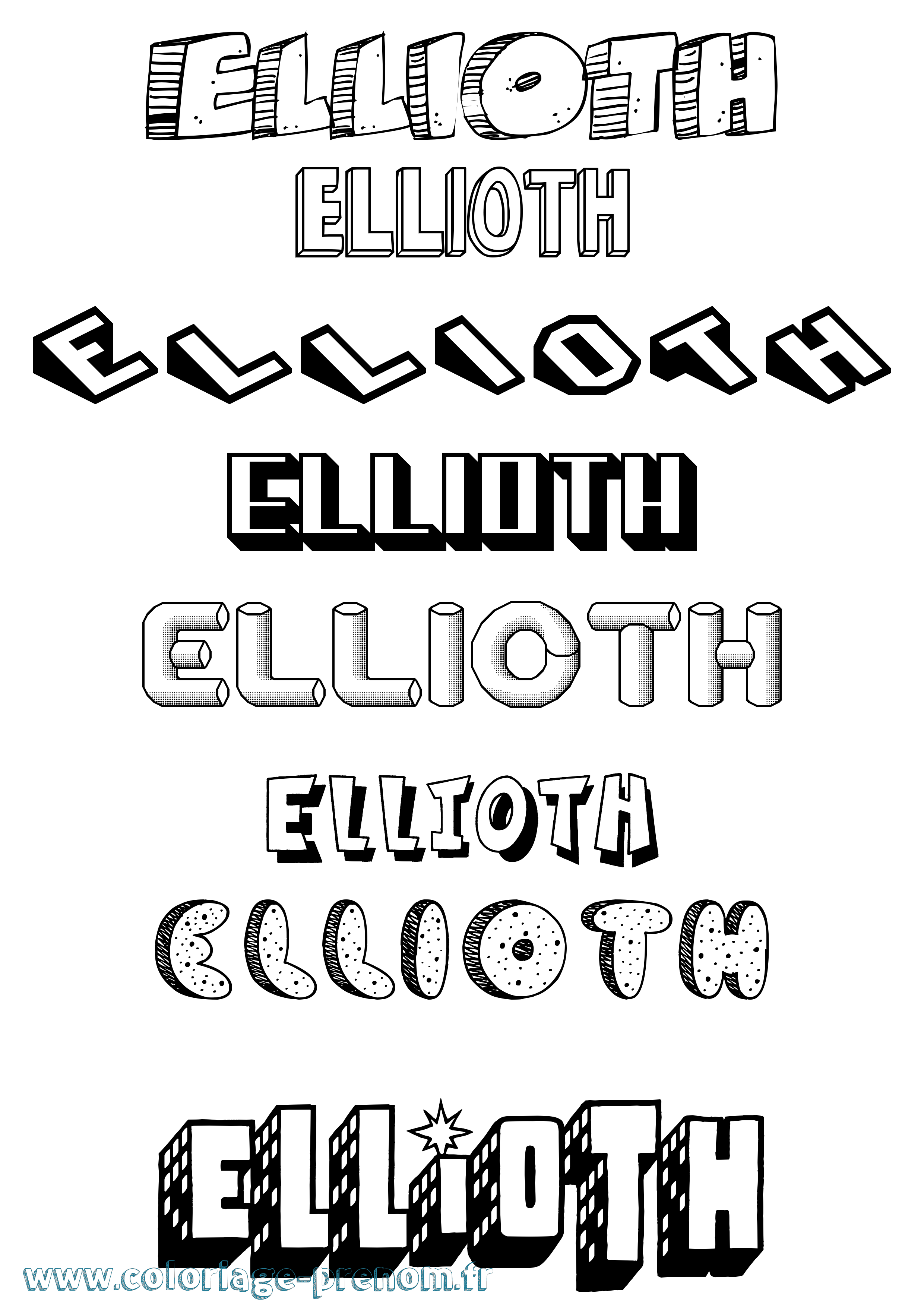 Coloriage Ellioth Effet 3D Coloriage prénom Ellioth Effet 3D