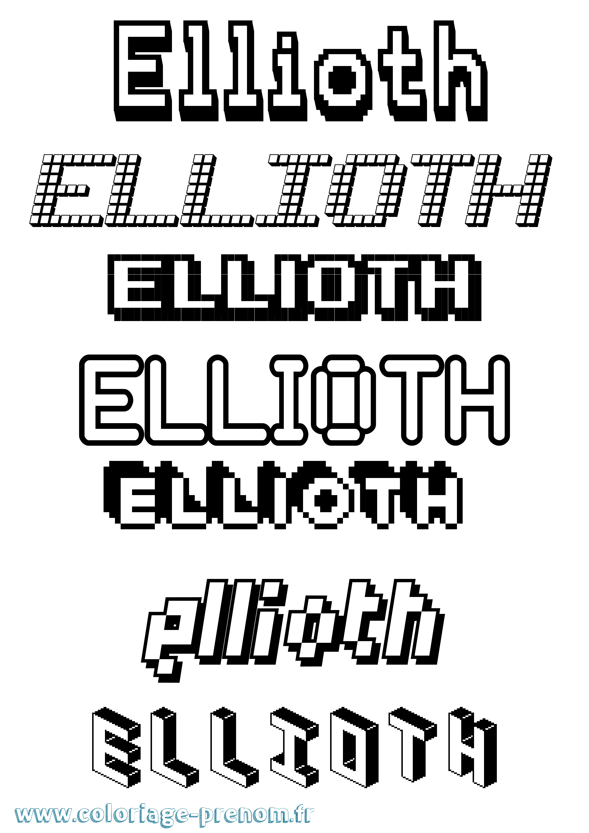 Coloriage Ellioth Pixel Coloriage prénom Ellioth Pixel