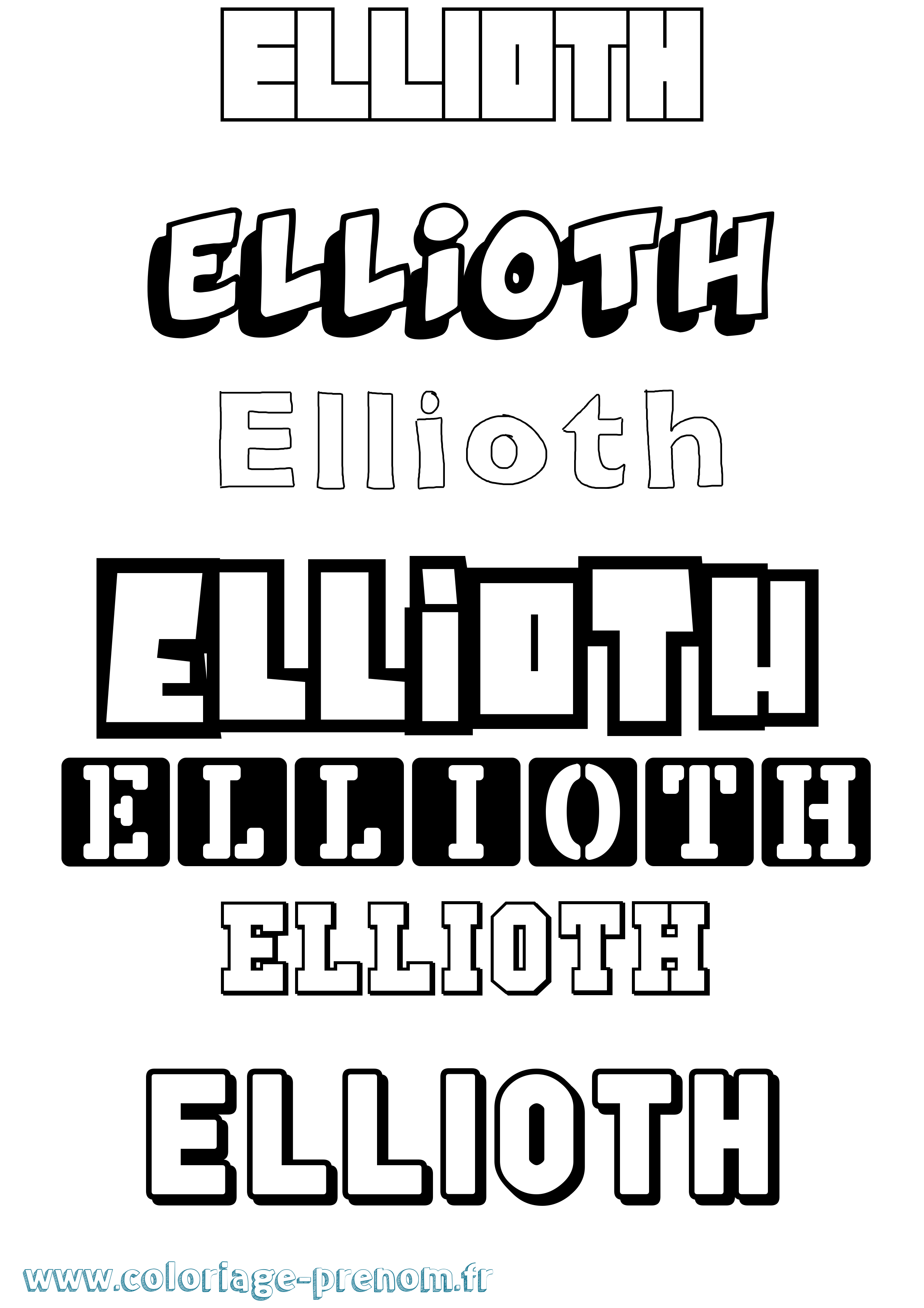 Coloriage Ellioth Simple Coloriage prénom Ellioth Simple