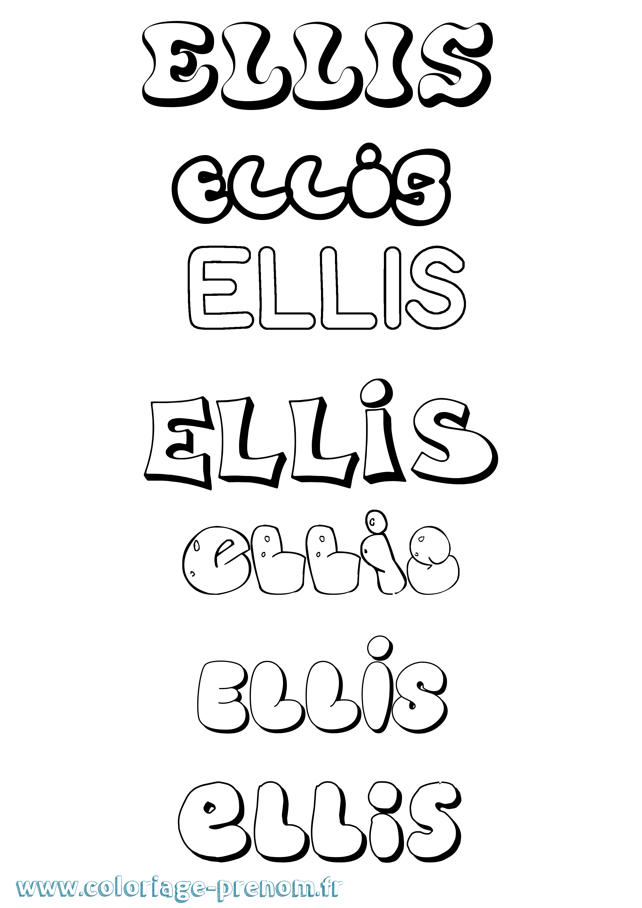 Coloriage Ellis Bubble Coloriage prénom Ellis Bubble