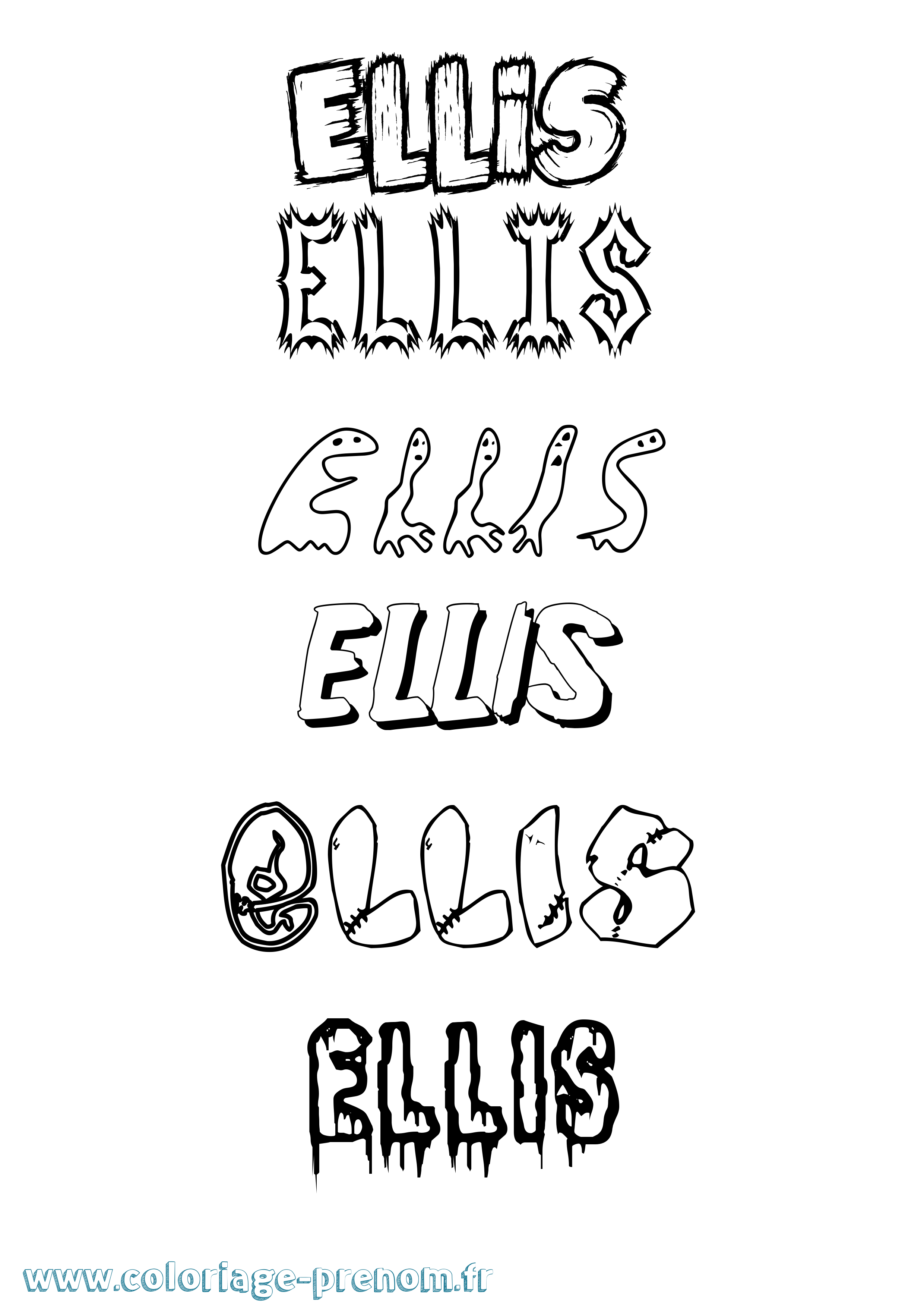 Coloriage Ellis Frisson Coloriage prénom Ellis Frisson