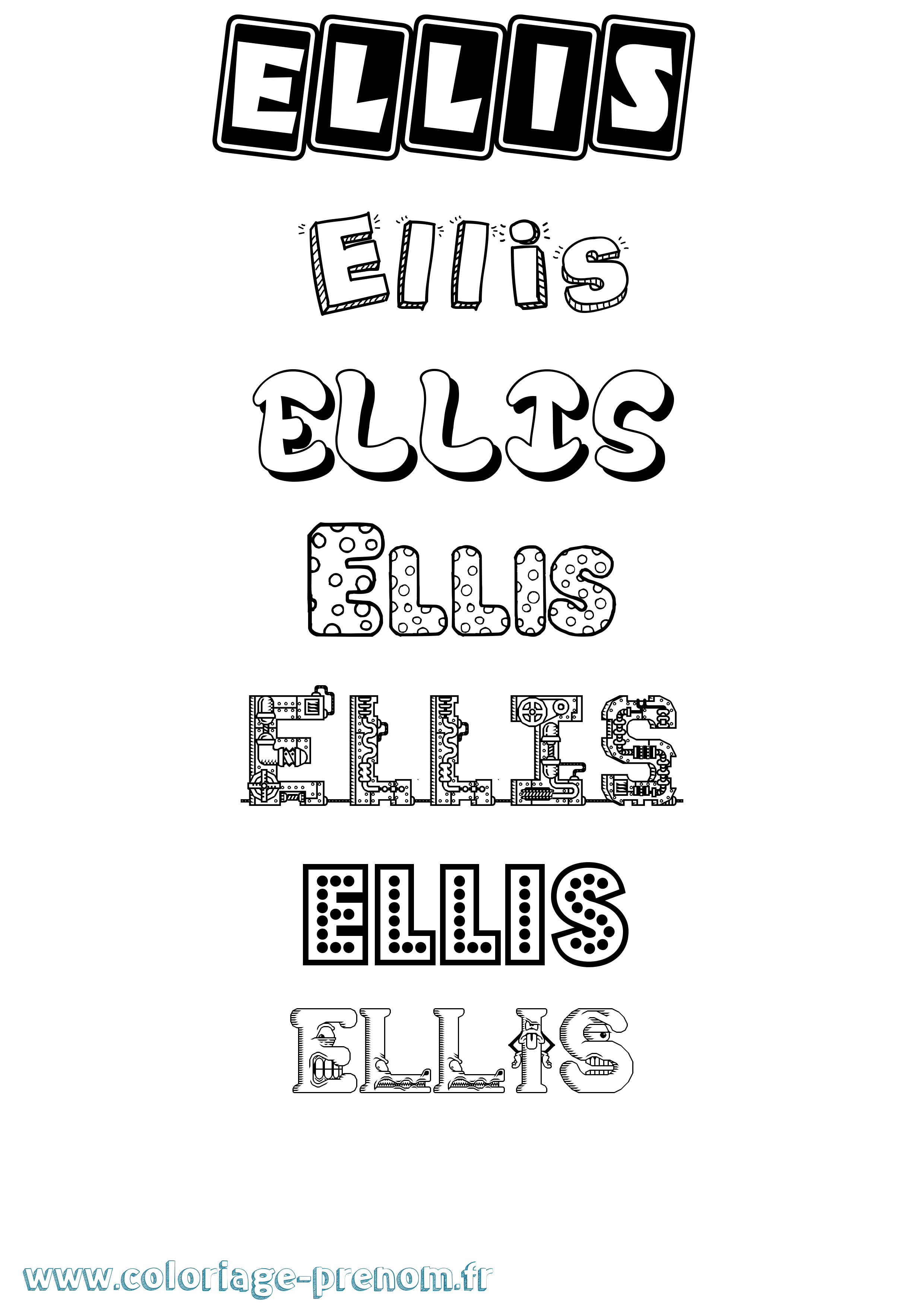 Coloriage Ellis Fun Coloriage prénom Ellis Fun