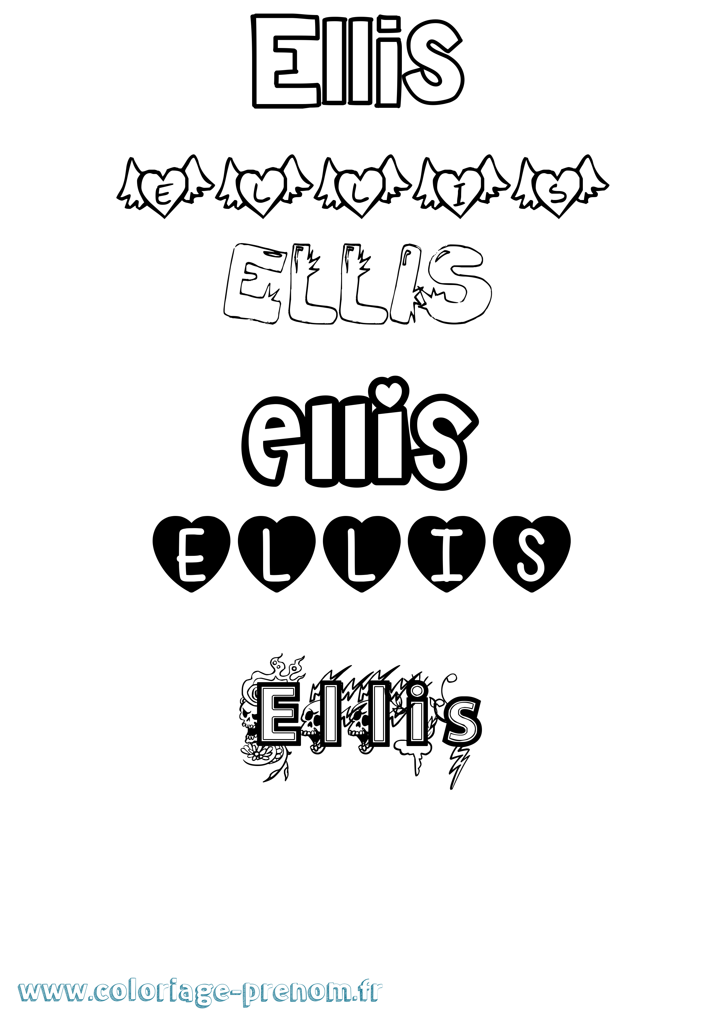 Coloriage Ellis Girly Coloriage prénom Ellis Girly