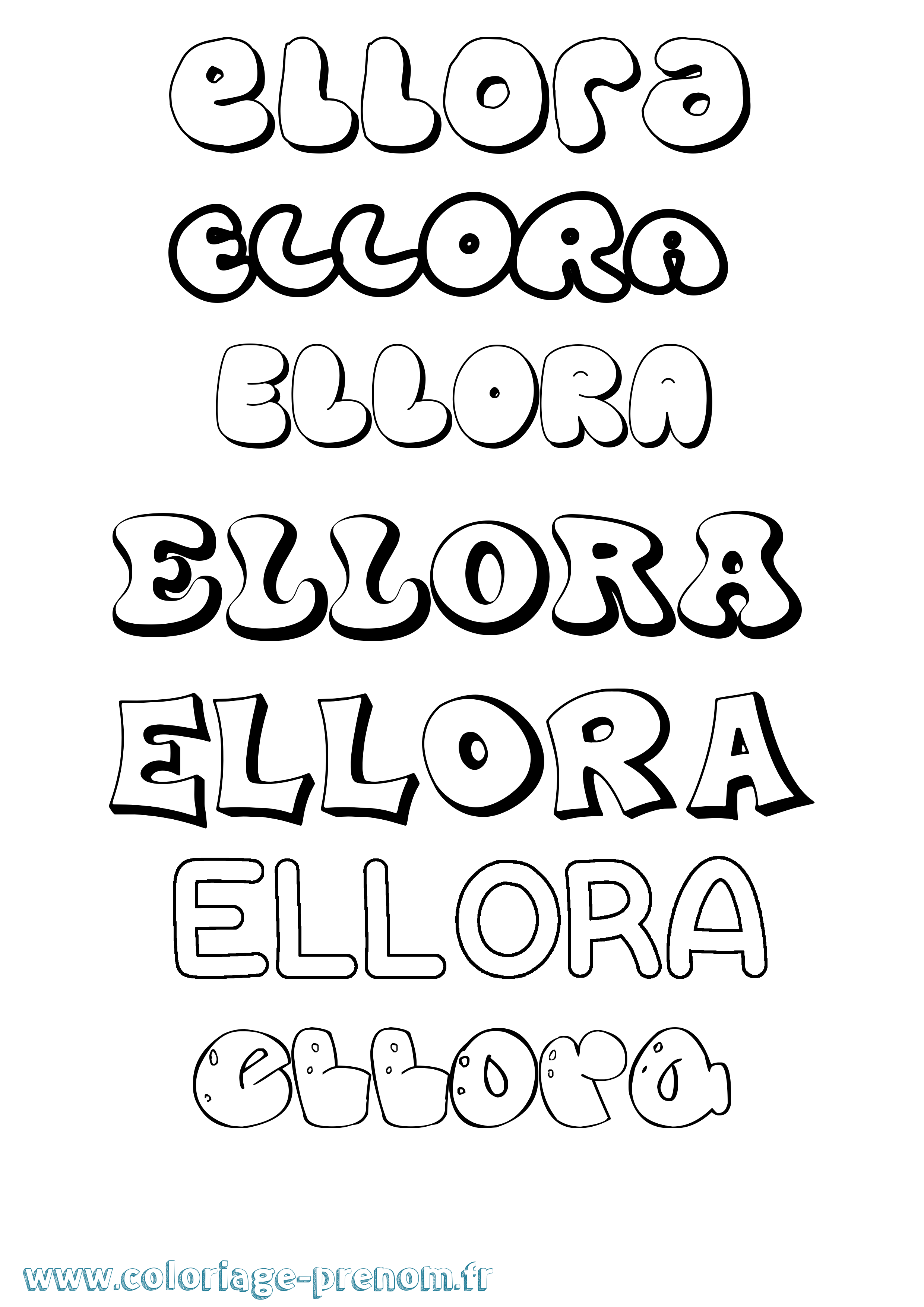 Coloriage Ellora Bubble Coloriage prénom Ellora Bubble