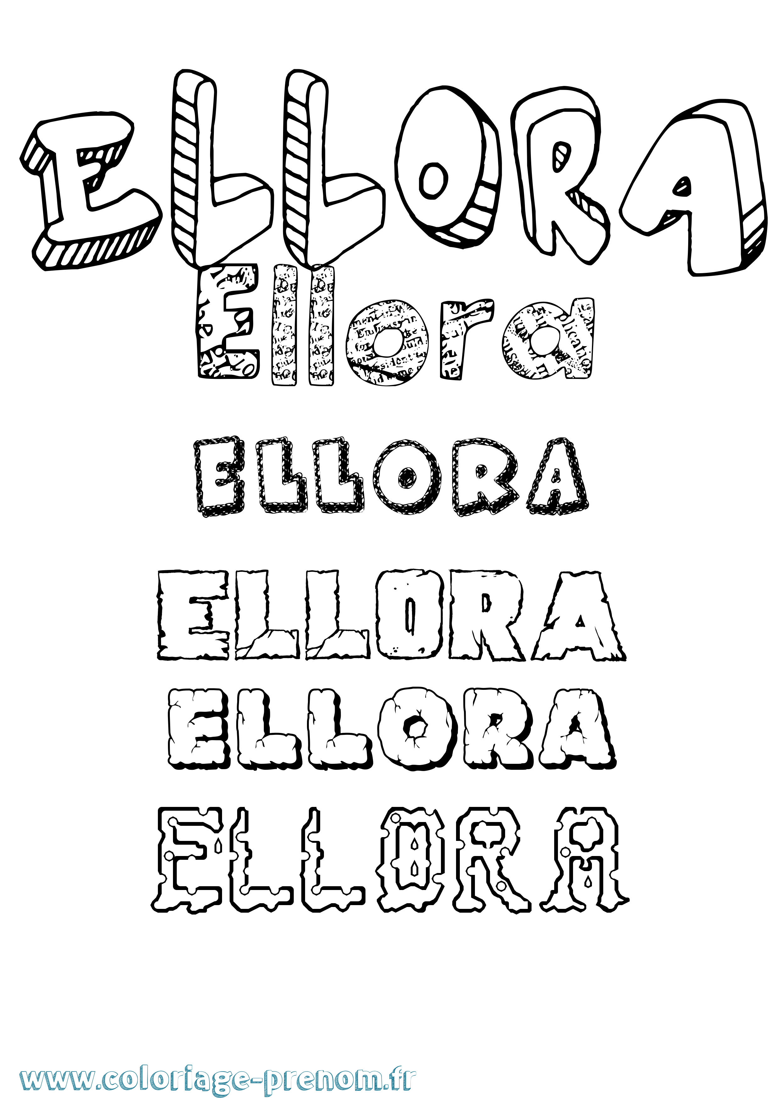 Coloriage Ellora Destructuré Coloriage prénom Ellora Destructuré